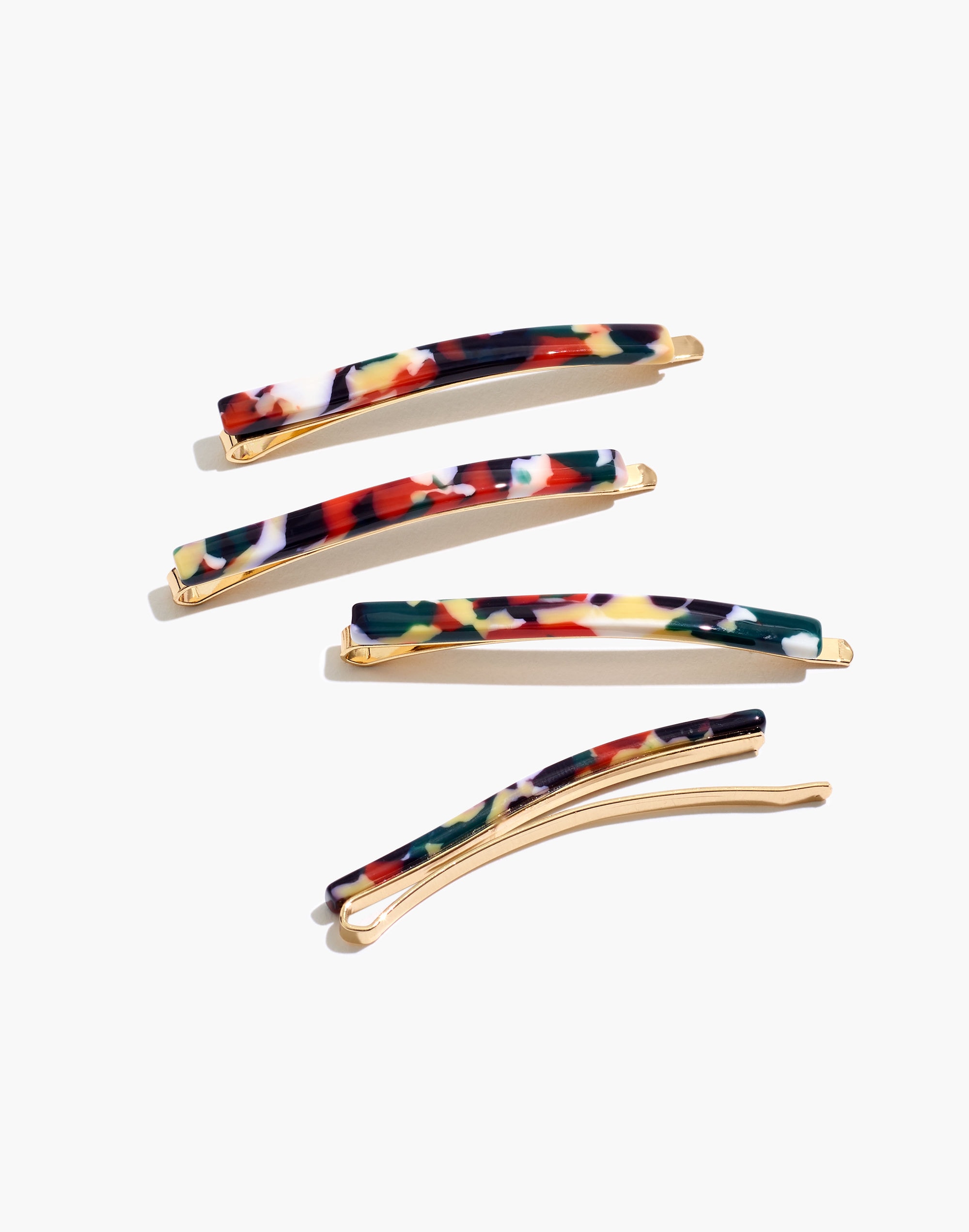 four-pack rainbow acetate hair pins