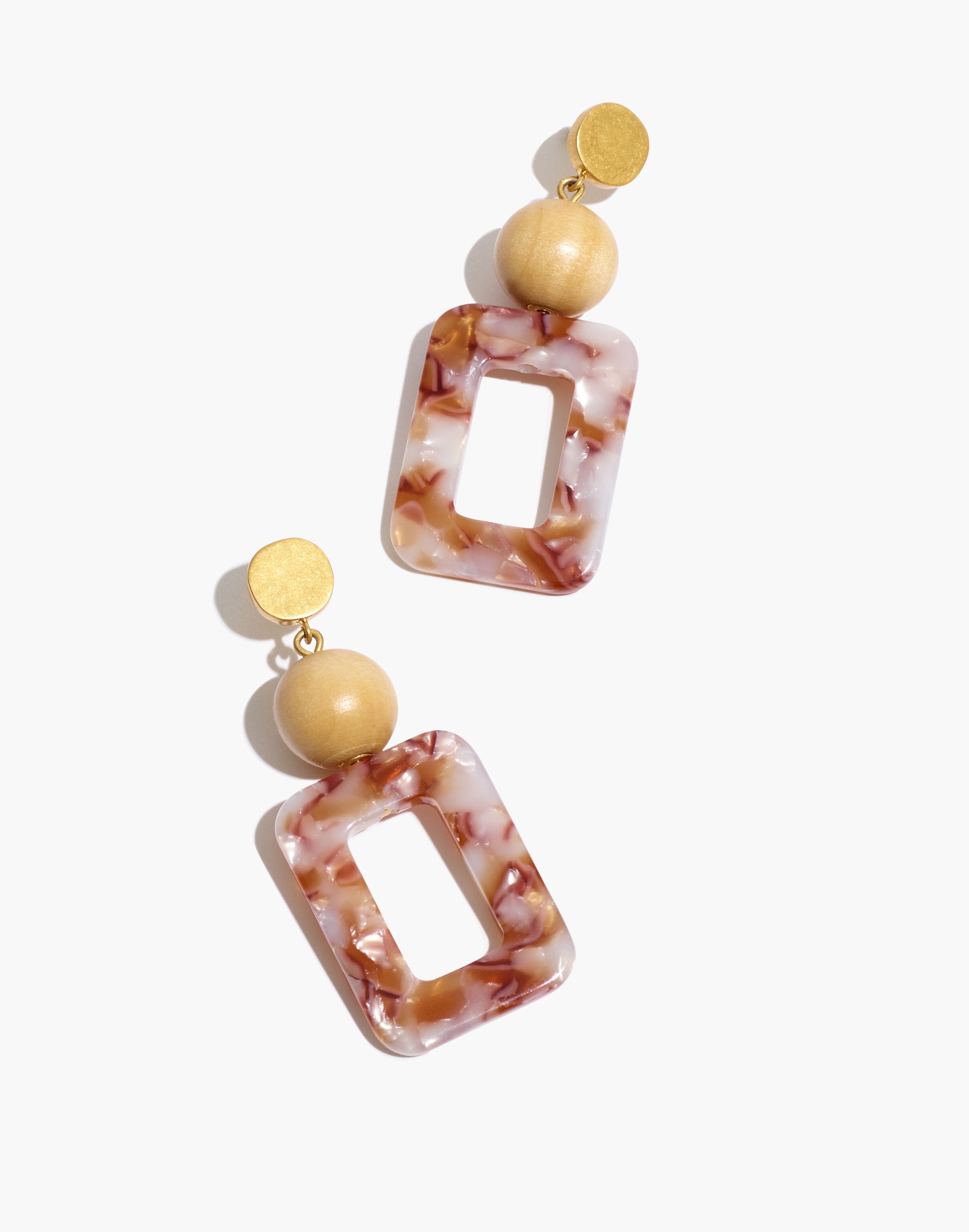 Wooden Bead Acetate Statement Earrings