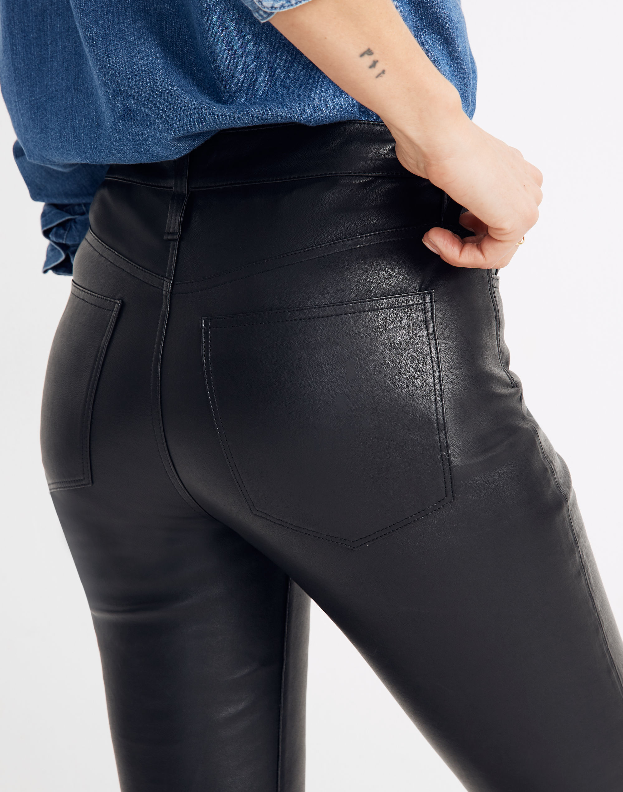 11" High-Rise Skinny Jeans: Leather Edition