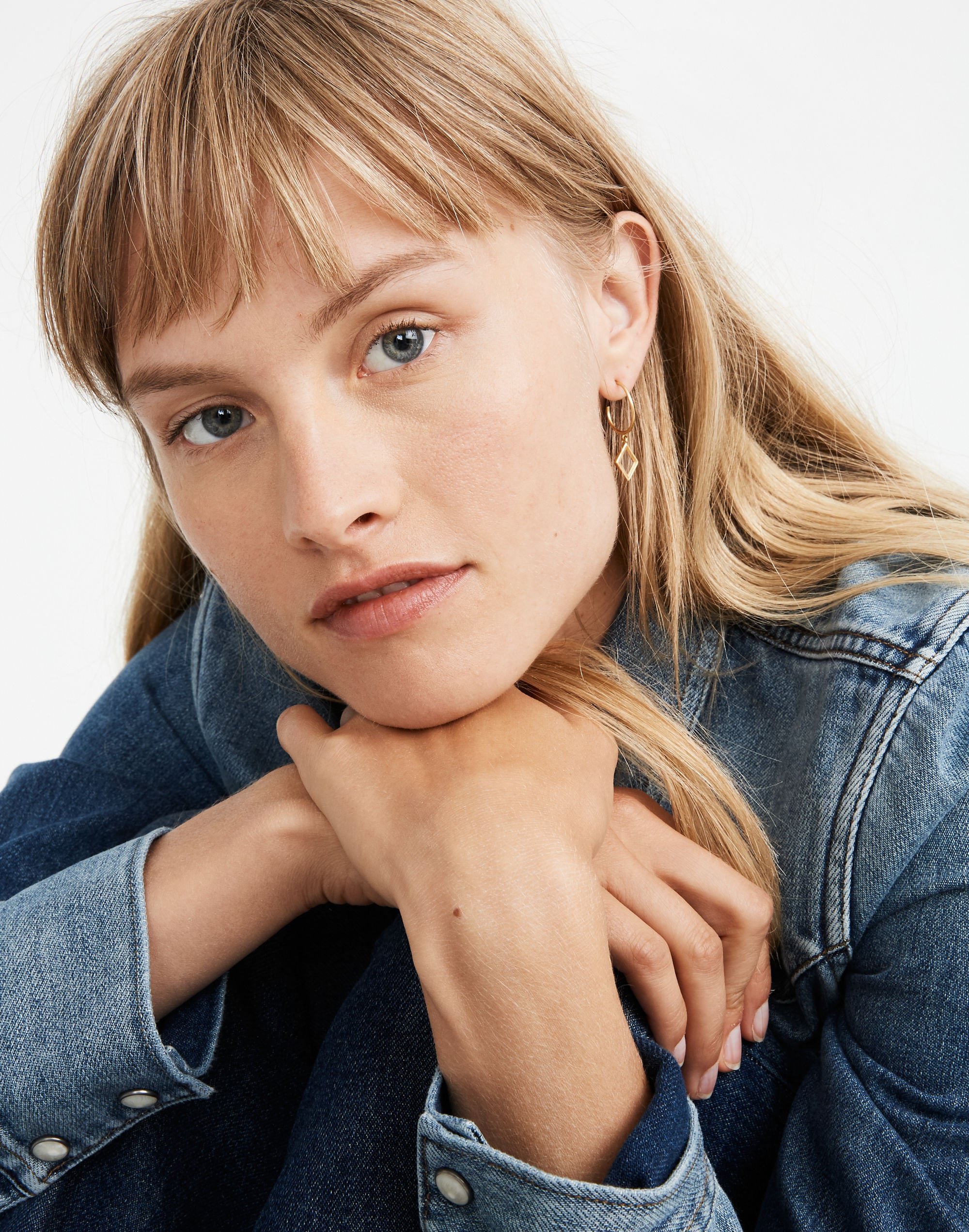 Glass-Inlaid Diamond Charm Mini Hoop Earrings