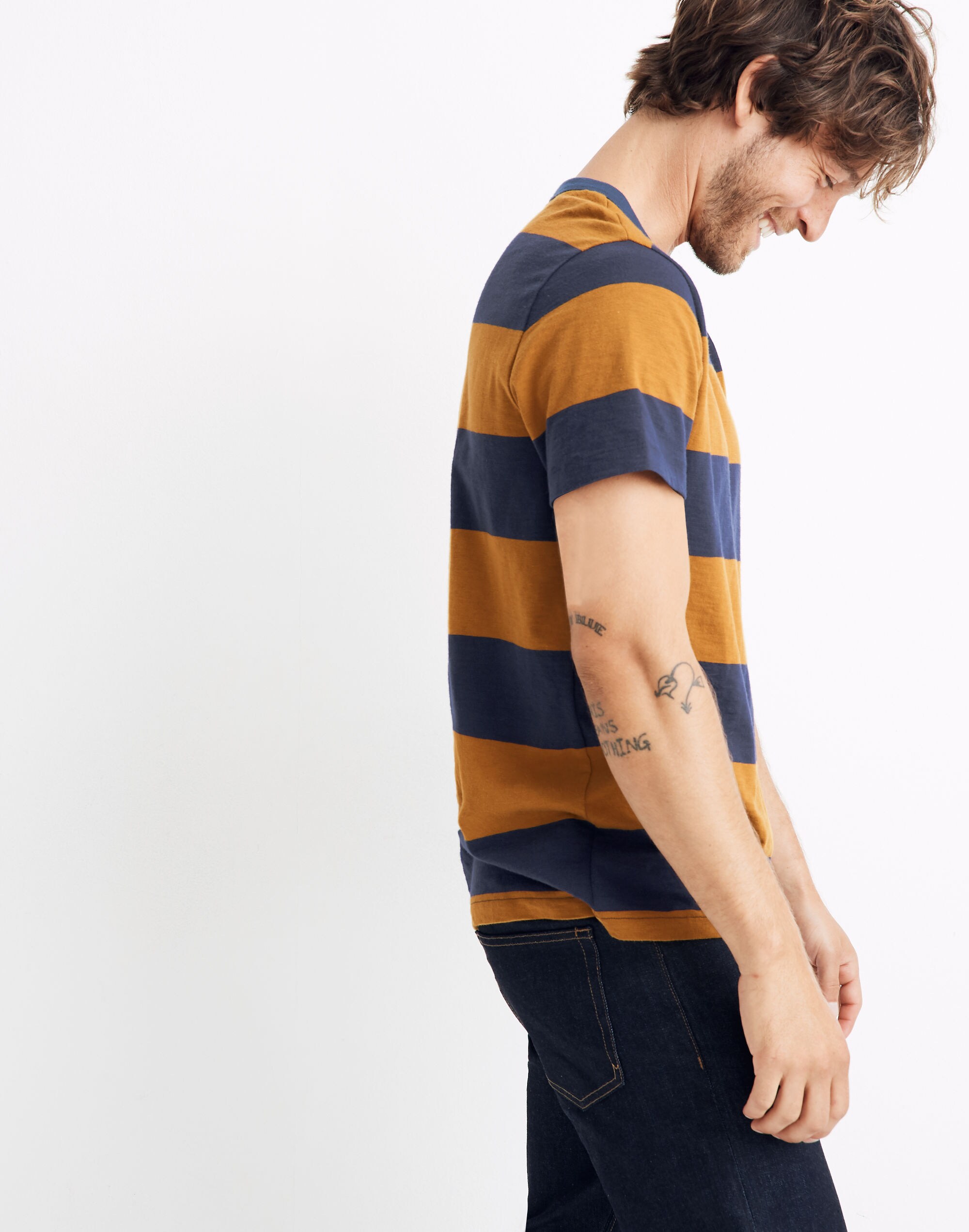 Allday Crewneck Tee in Rugby Stripe