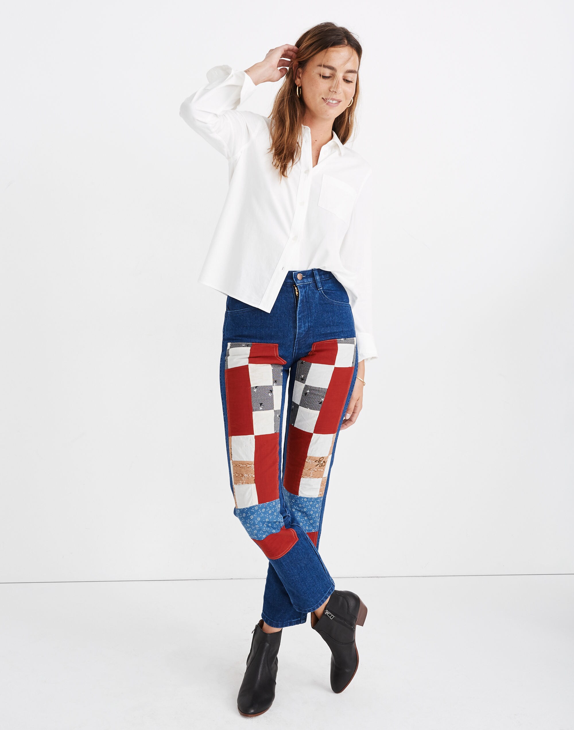 carleen quilt patch jeans