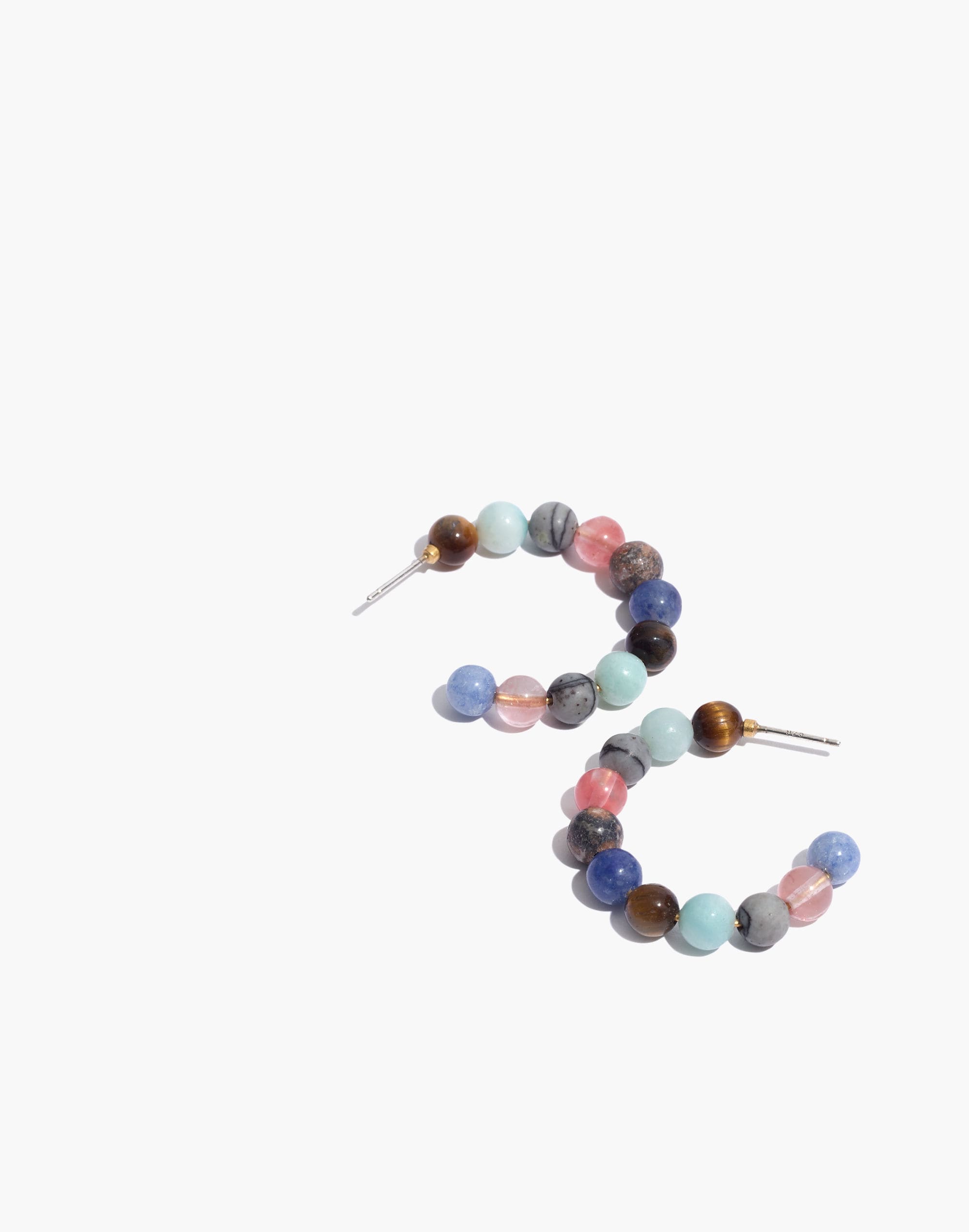 Semiprecious Stone Beaded Hoop Earrings