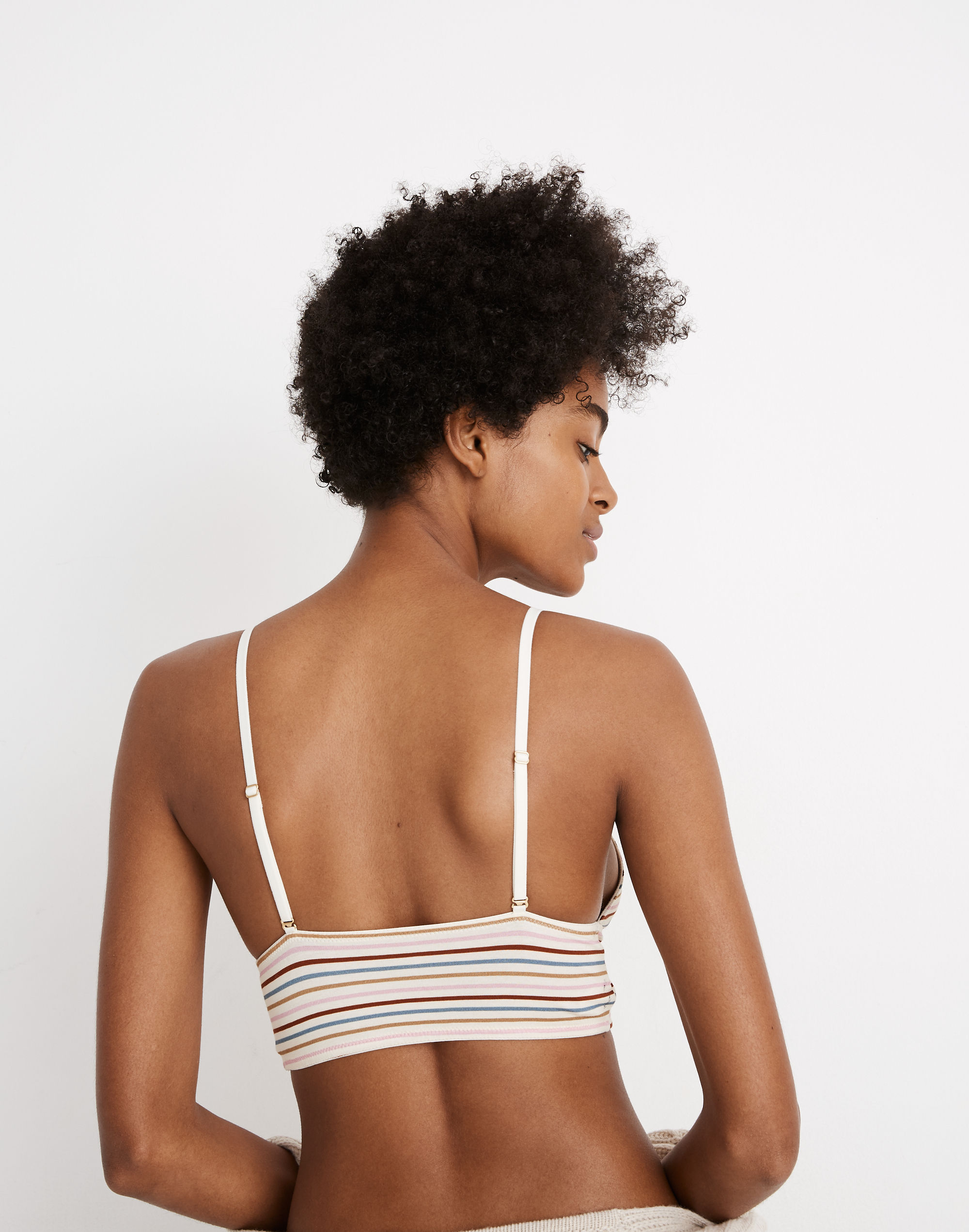 Cotton-Modal&reg; Kealy Longline Bralette in Rainbow Stripe
