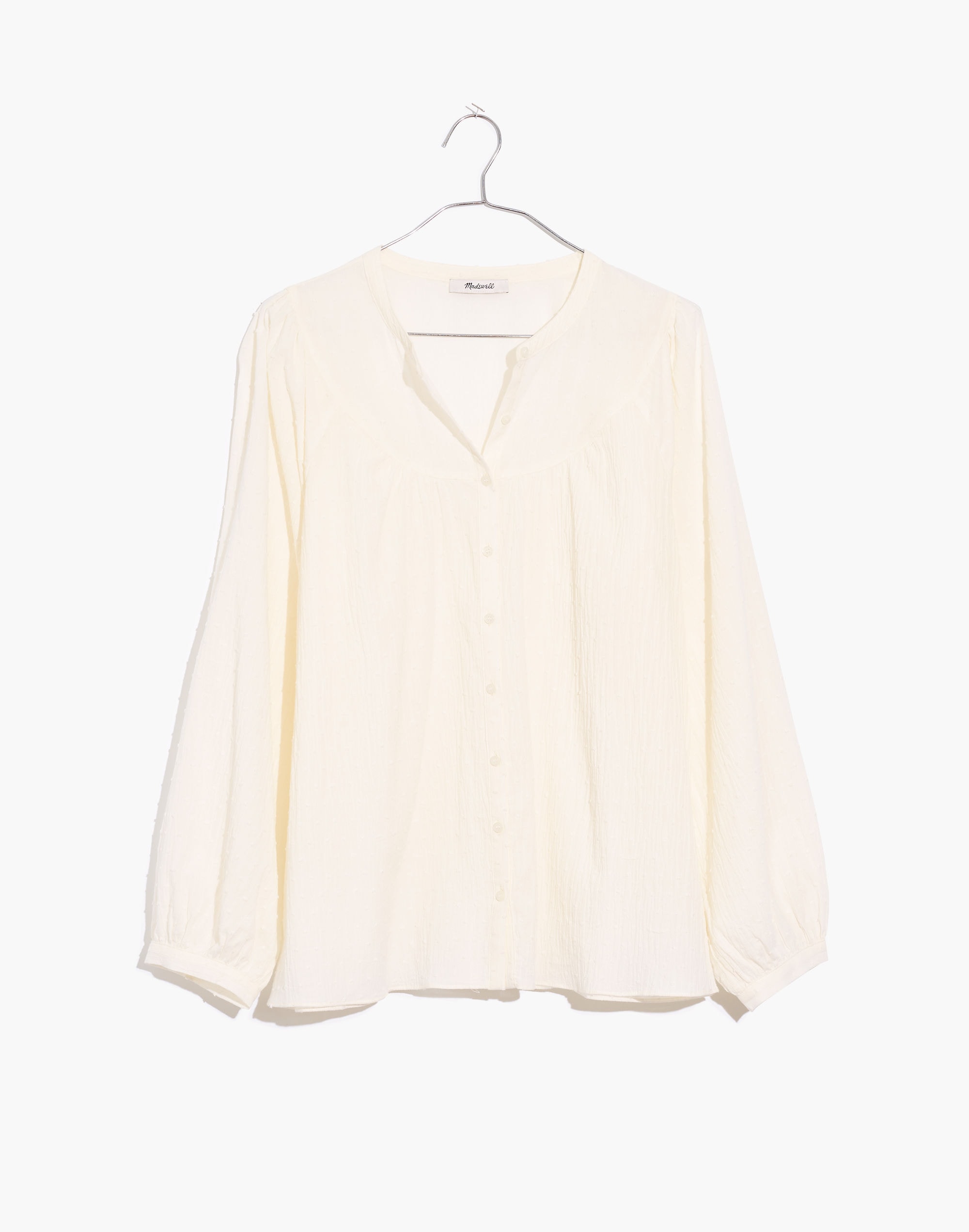 Balloon-Sleeve Peasant Top in Clipdot