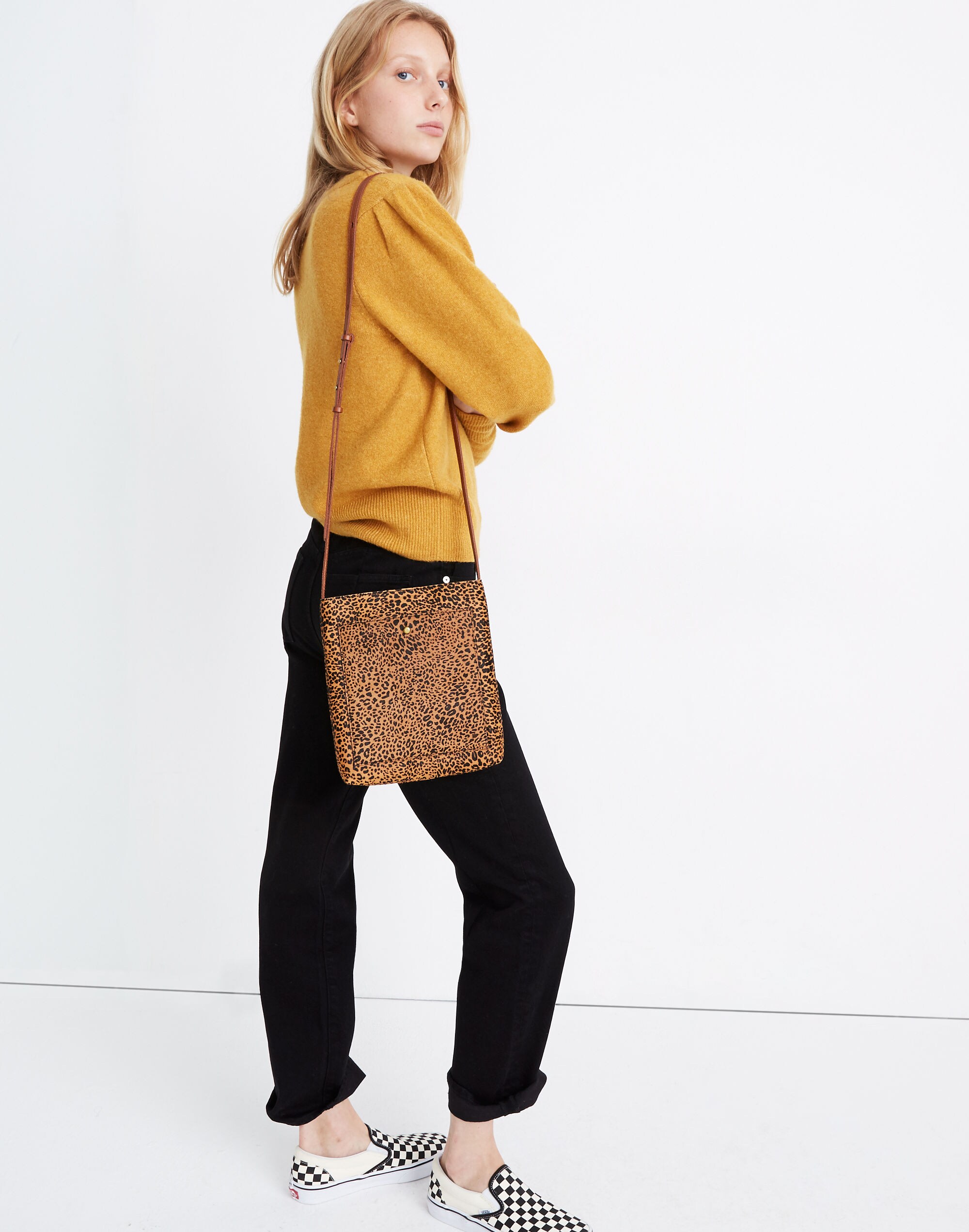 The Slim Brooklyn Crossbody Bag in Mini Leopard Calf Hair