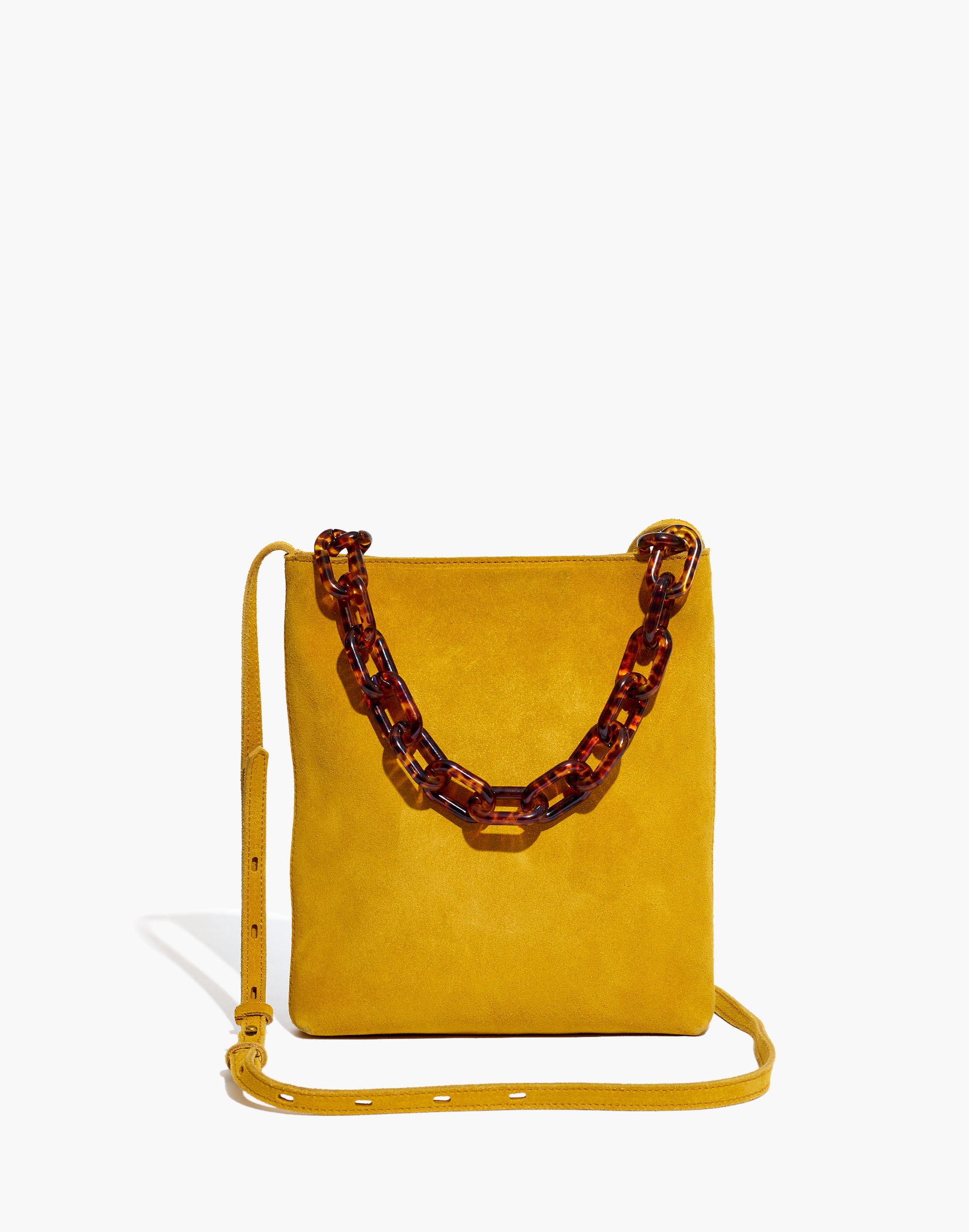 The Slim Brooklyn Crossbody Bag in Suede: Chain Handle Edition
