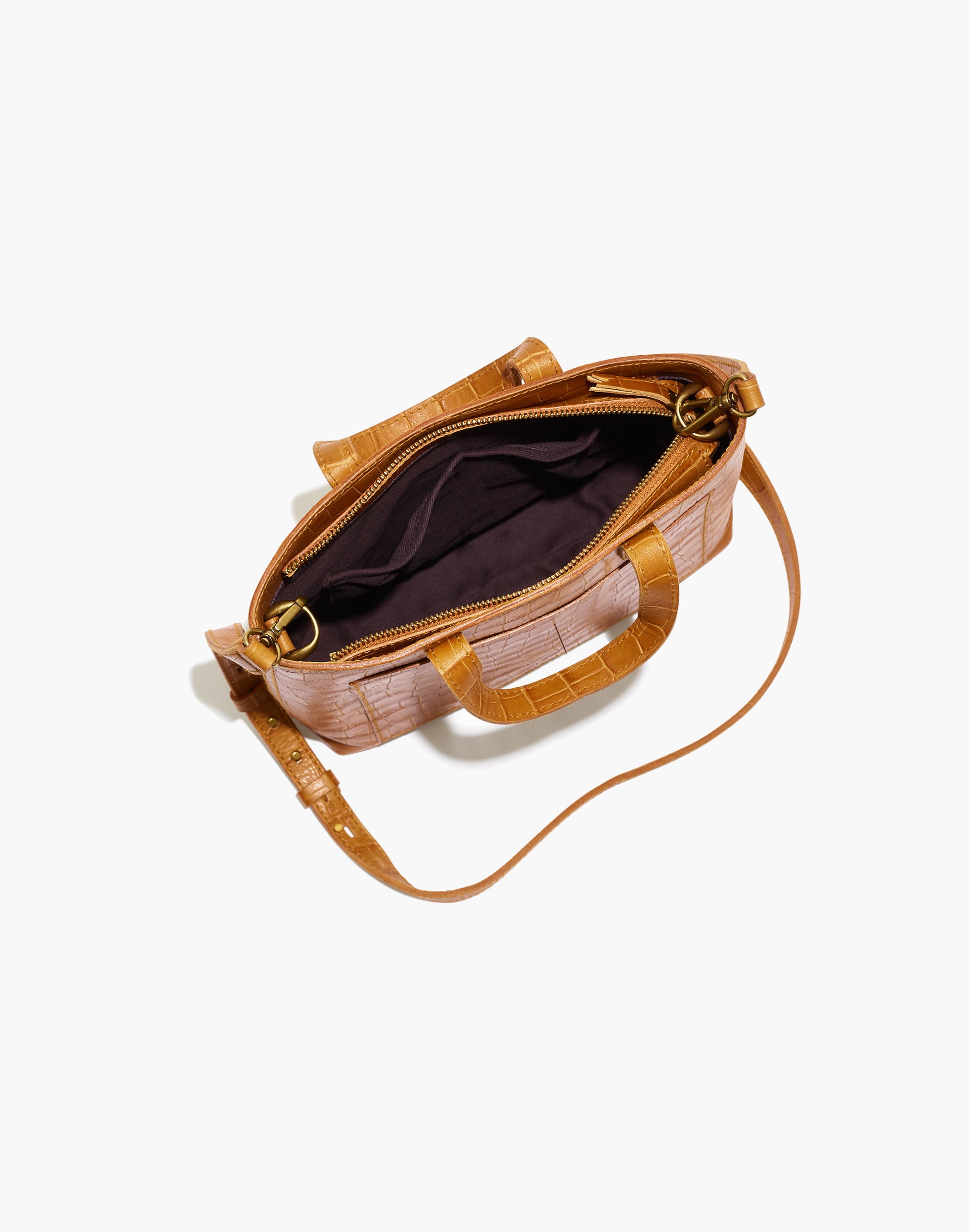 The Zip-Top Small Transport Crossbody: Croc Embossed Leather Edition