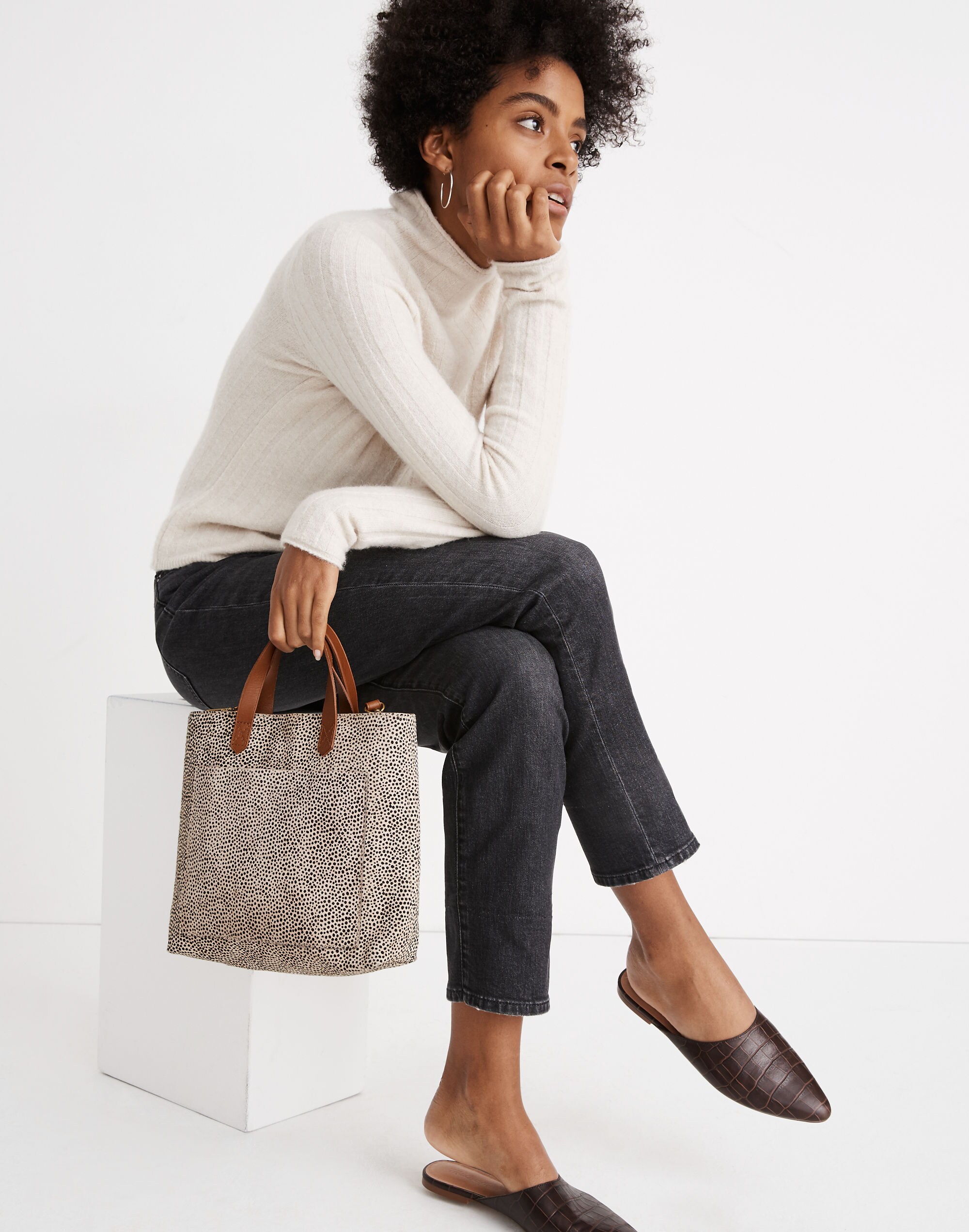 The Zip-Top Small Transport Crossbody: Spotted Calf Hair Edition