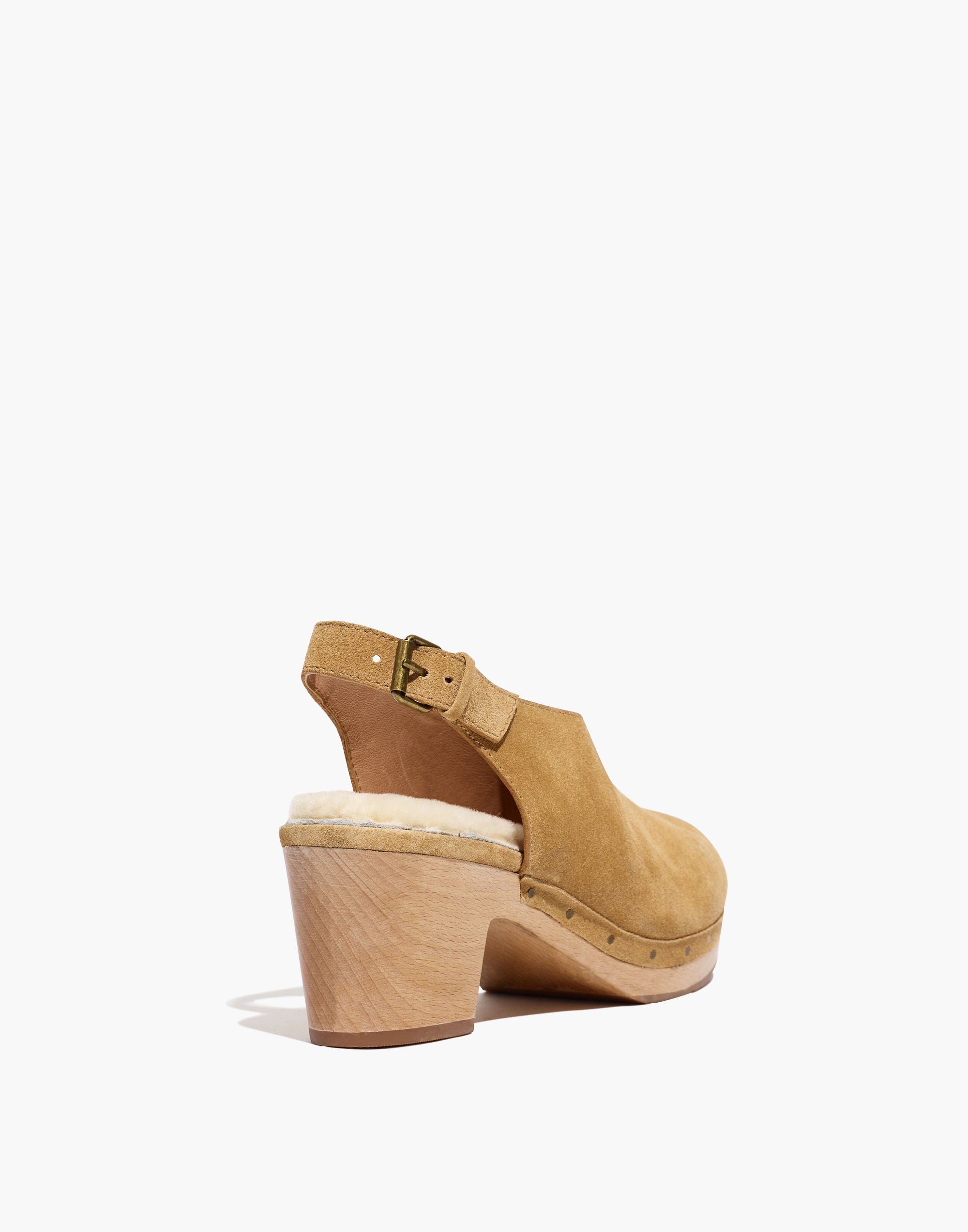 The Marlo Slingback Clog in Shearling-Lined Nubuck