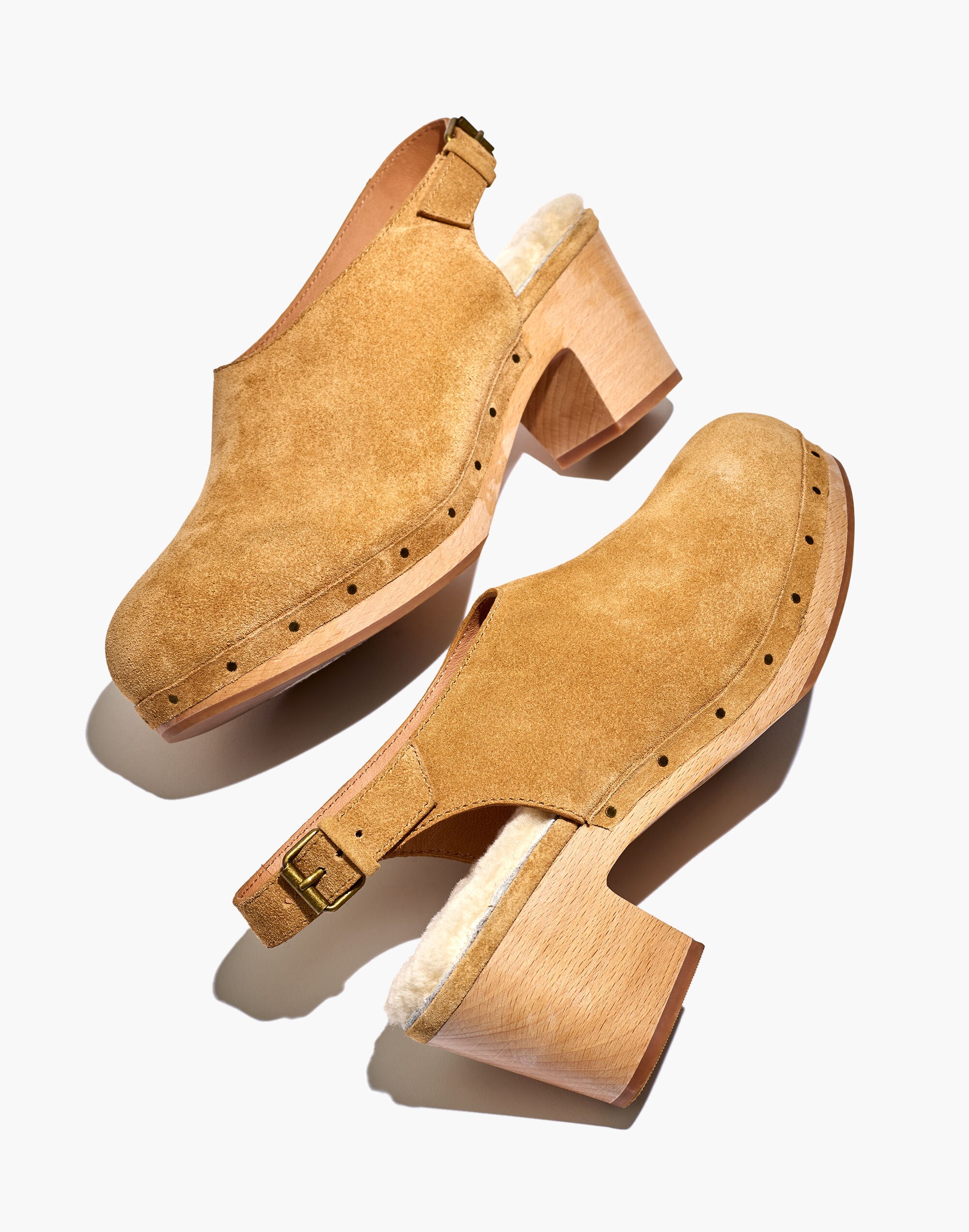 The Marlo Slingback Clog in Shearling-Lined Nubuck