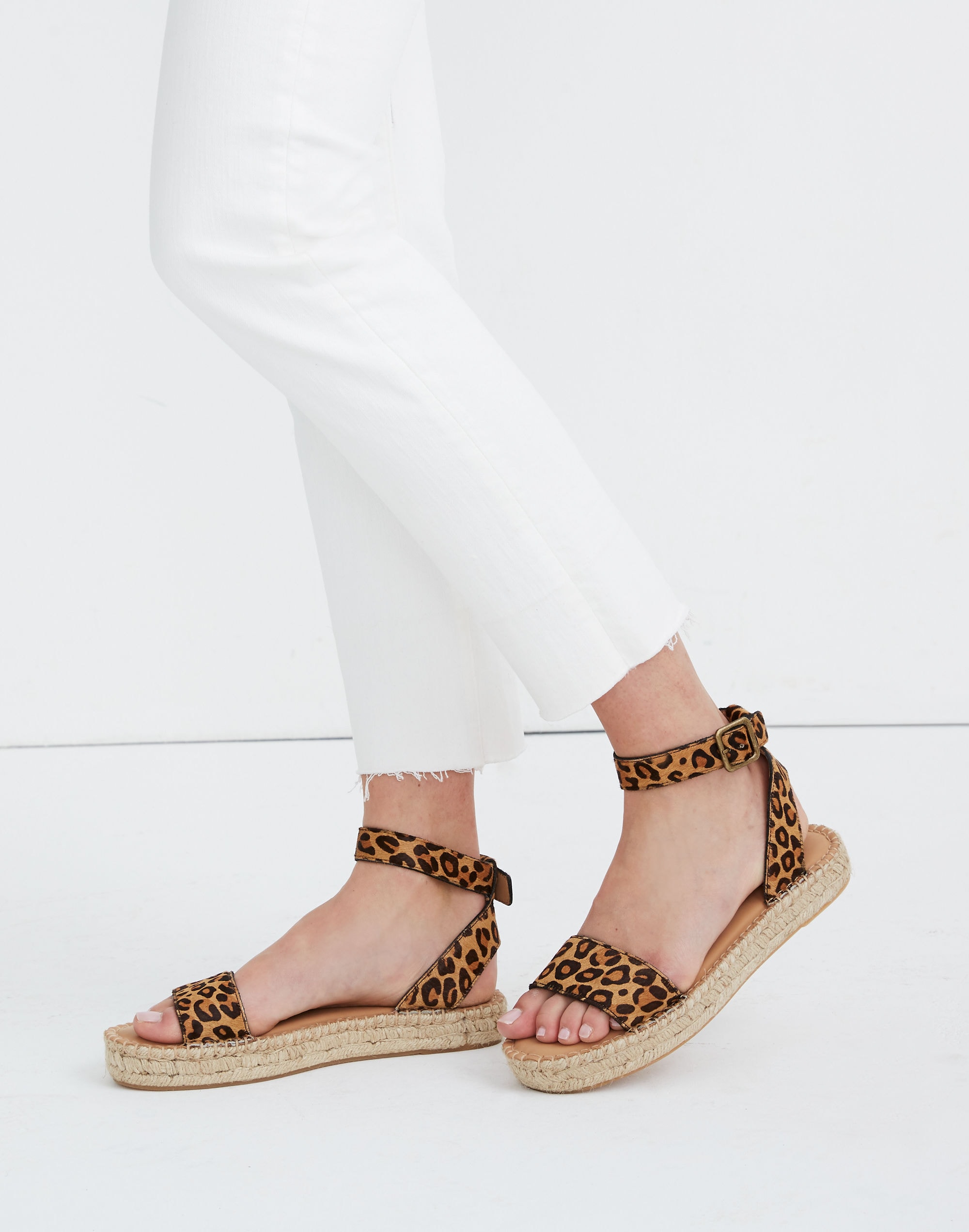 Soludos&reg; Flatform Cadiz Sandals in Leopard Calf Hair