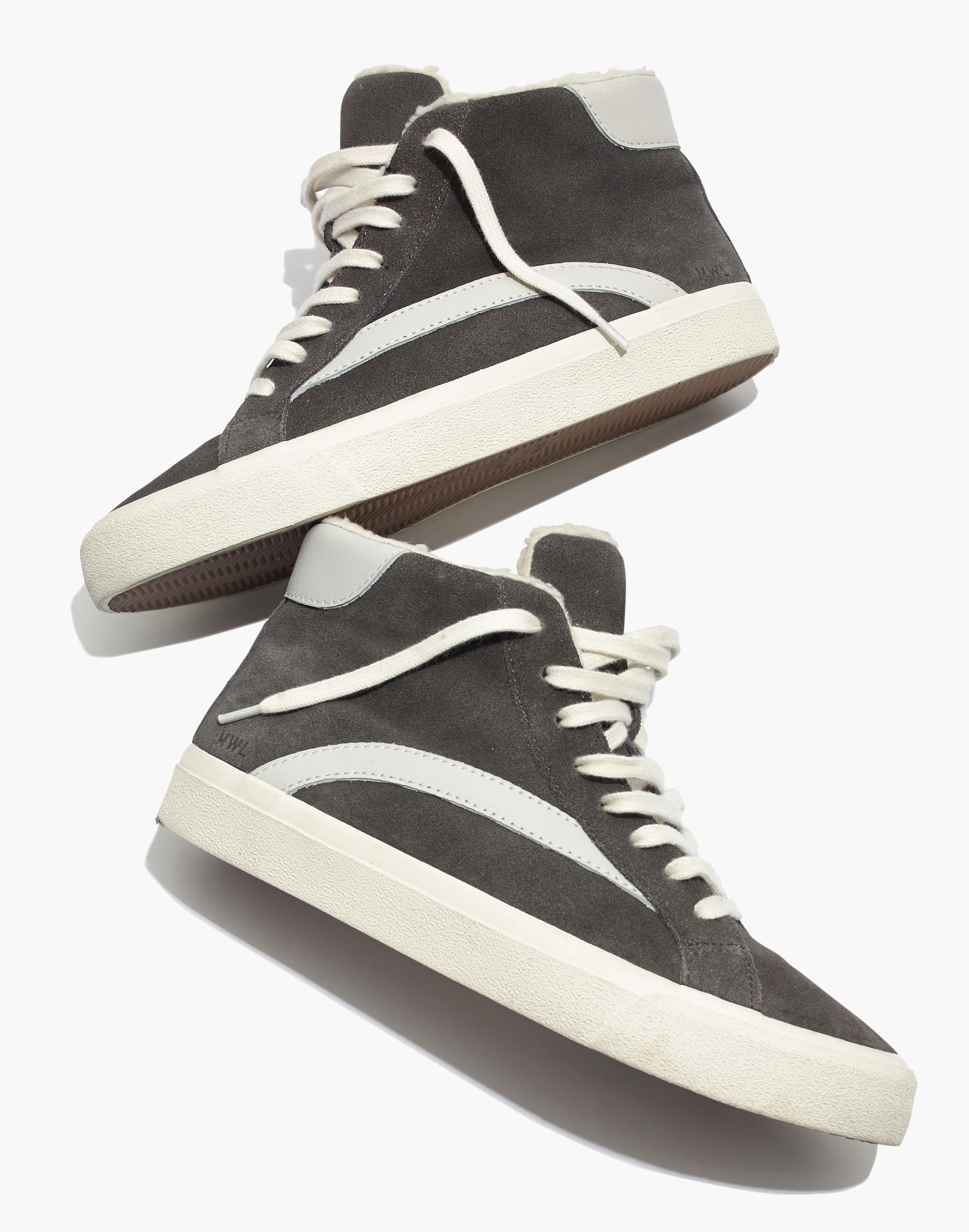 Sidewalk High-Top Sneakers in Suede and Sherpa