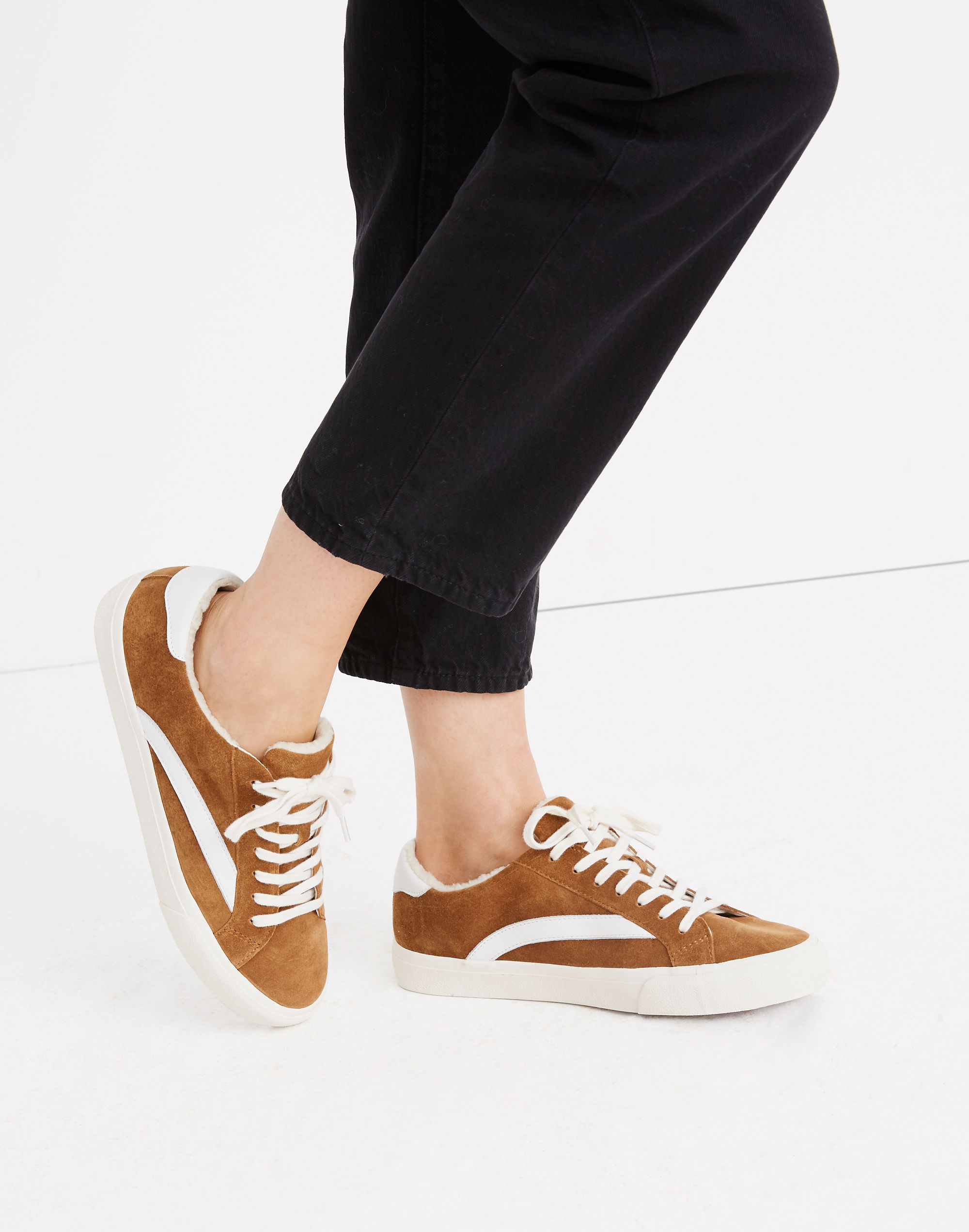 Sidewalk Low-Top Sneakers in Suede and Sherpa