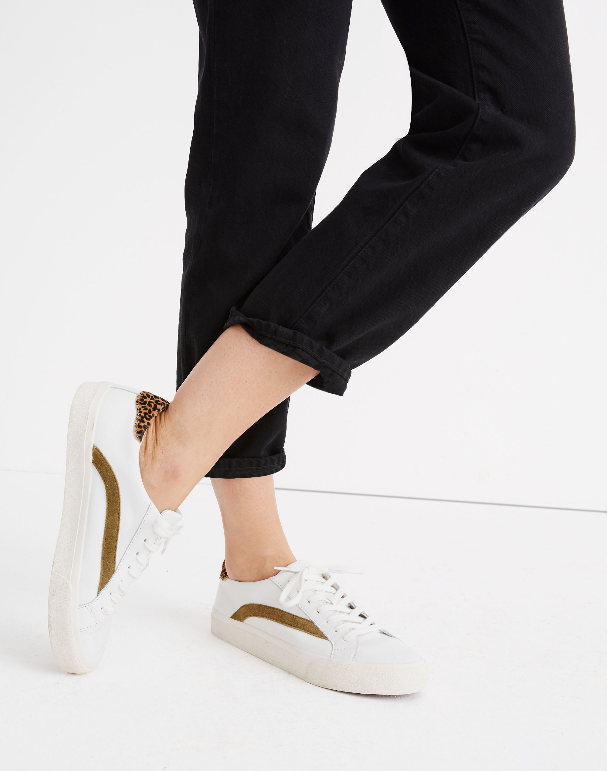 Sidewalk Low-Top Sneakers in Leather and Calf Hair