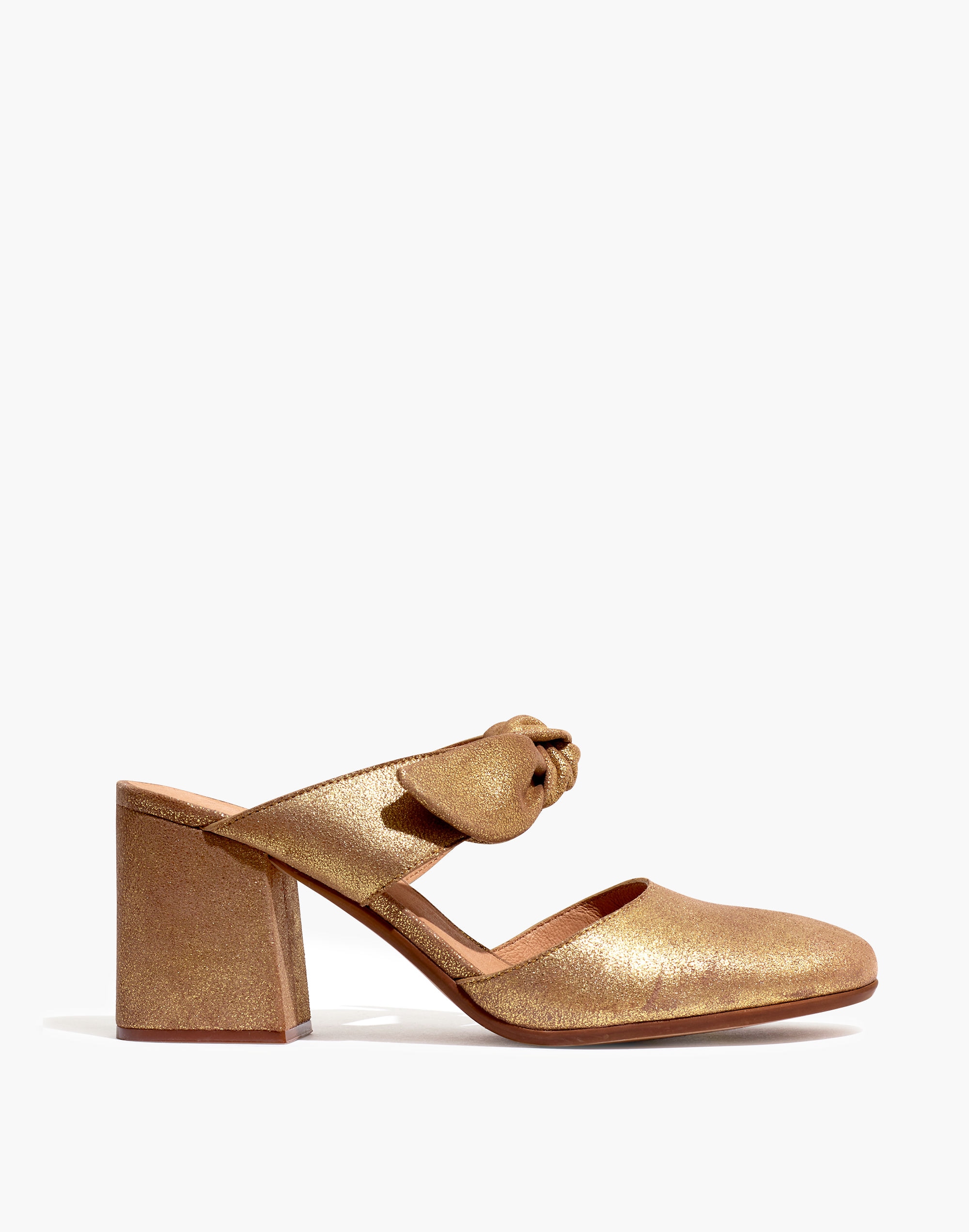 The Zoe Bow Mule in Metallic Leather