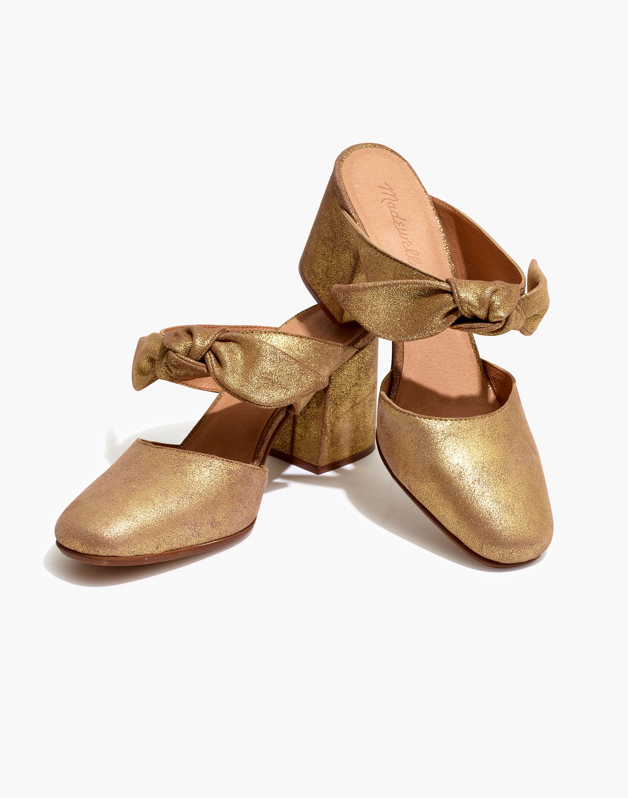 The Zoe Bow Mule in Metallic Leather