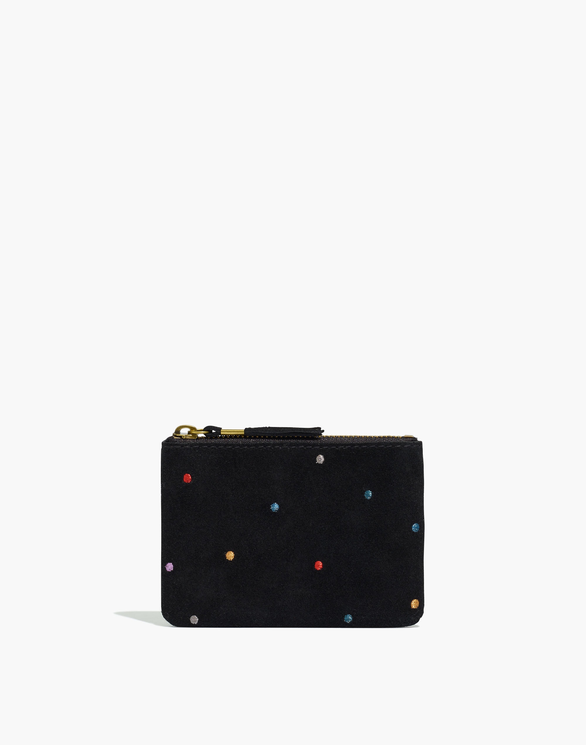the suede pouch wallet: embroidered dot edition