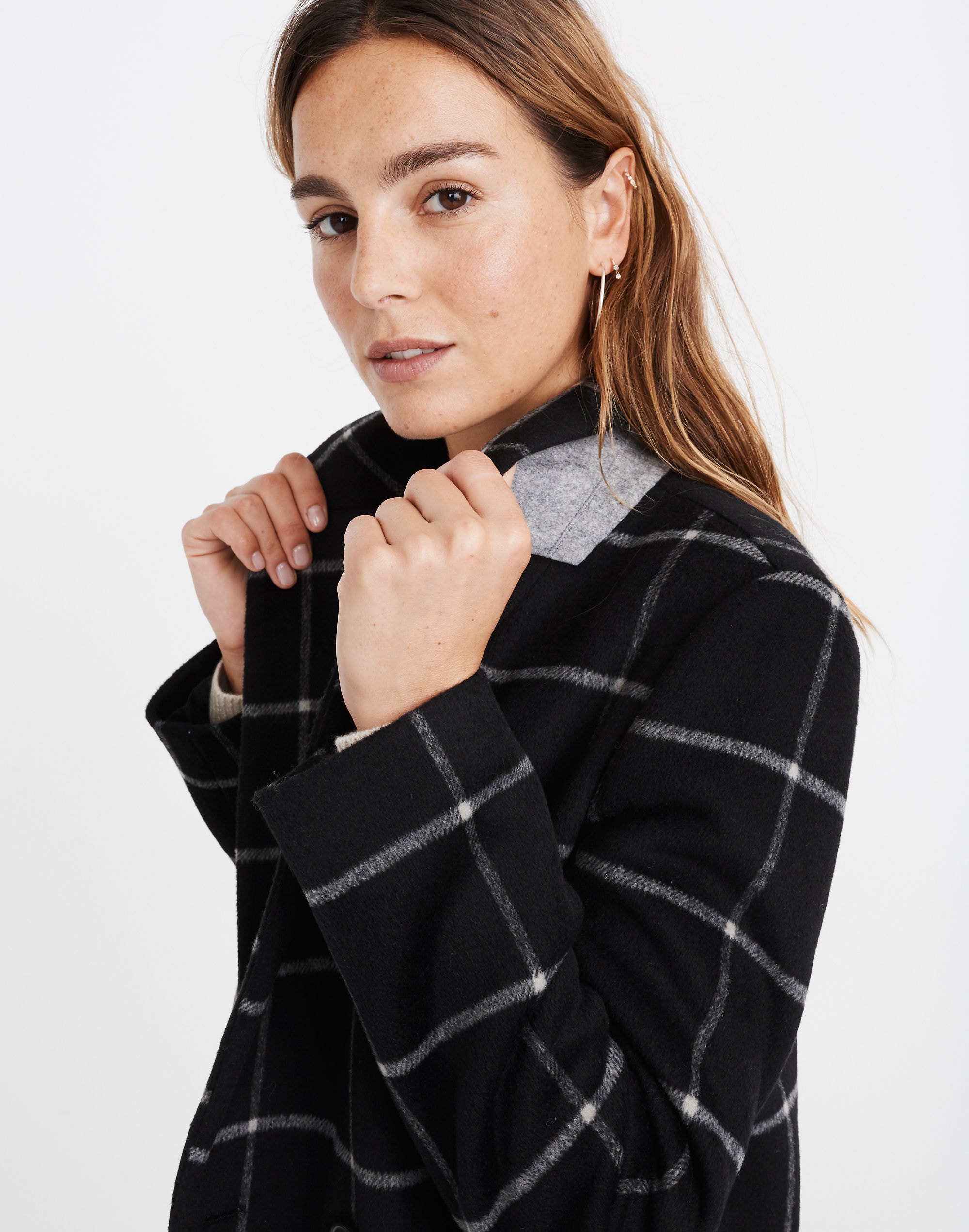 Hollis Double-Breasted Coat in Windowpane