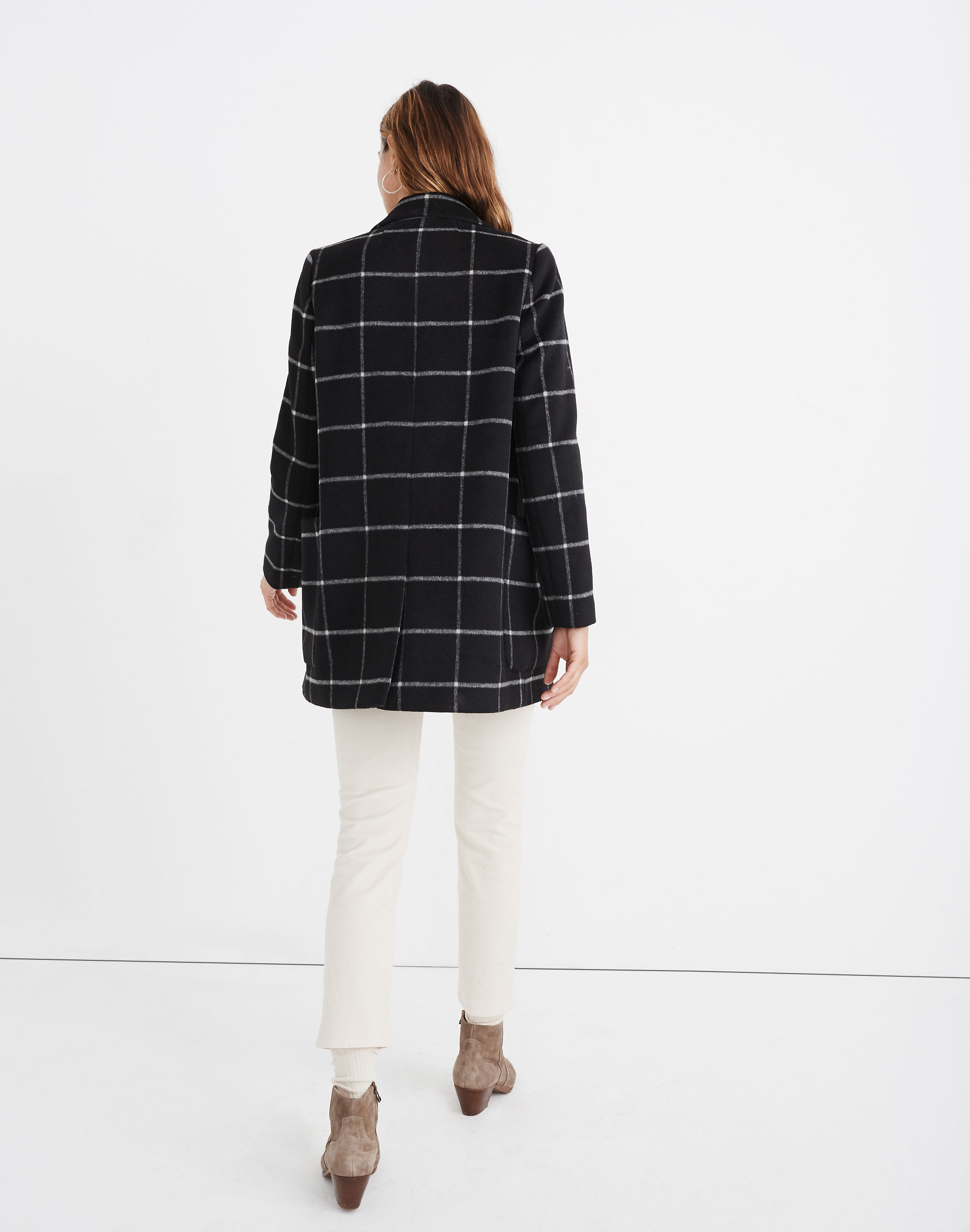 Hollis Double-Breasted Coat in Windowpane