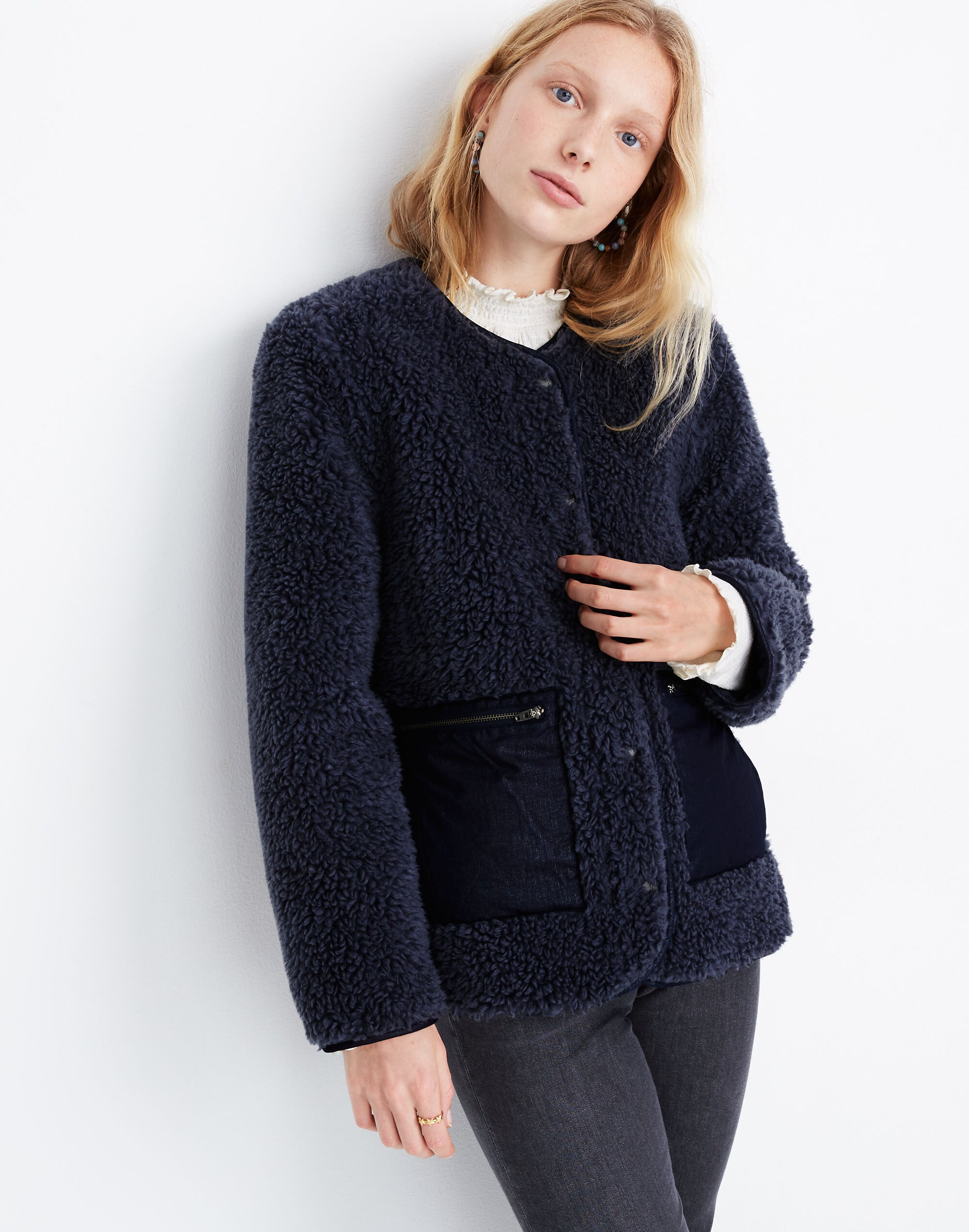 sherpa snap jacket