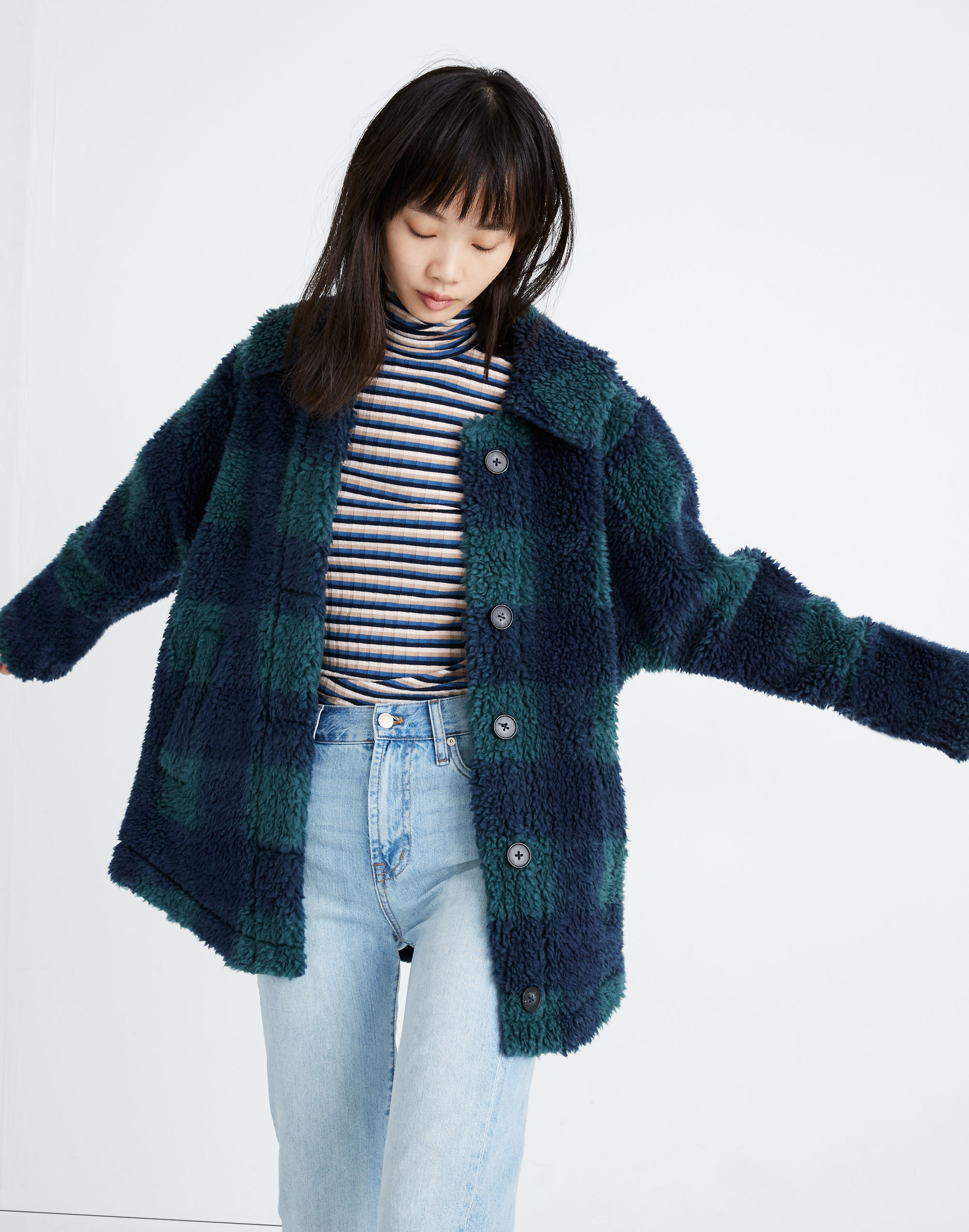 Evergreen Sherpa Jacket in Buffalo Check