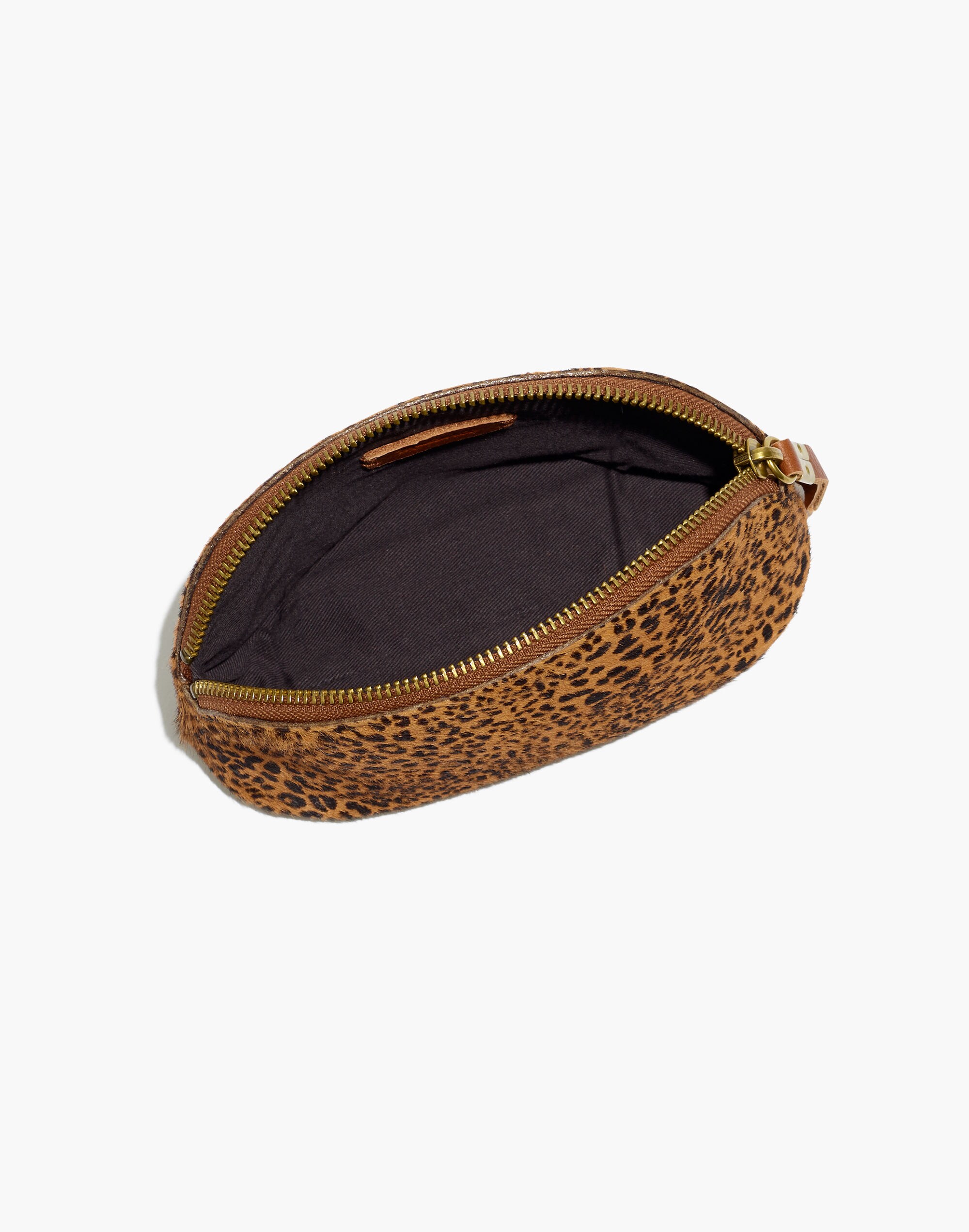 The Calf Hair Makeup Pouch in Mini Leopard