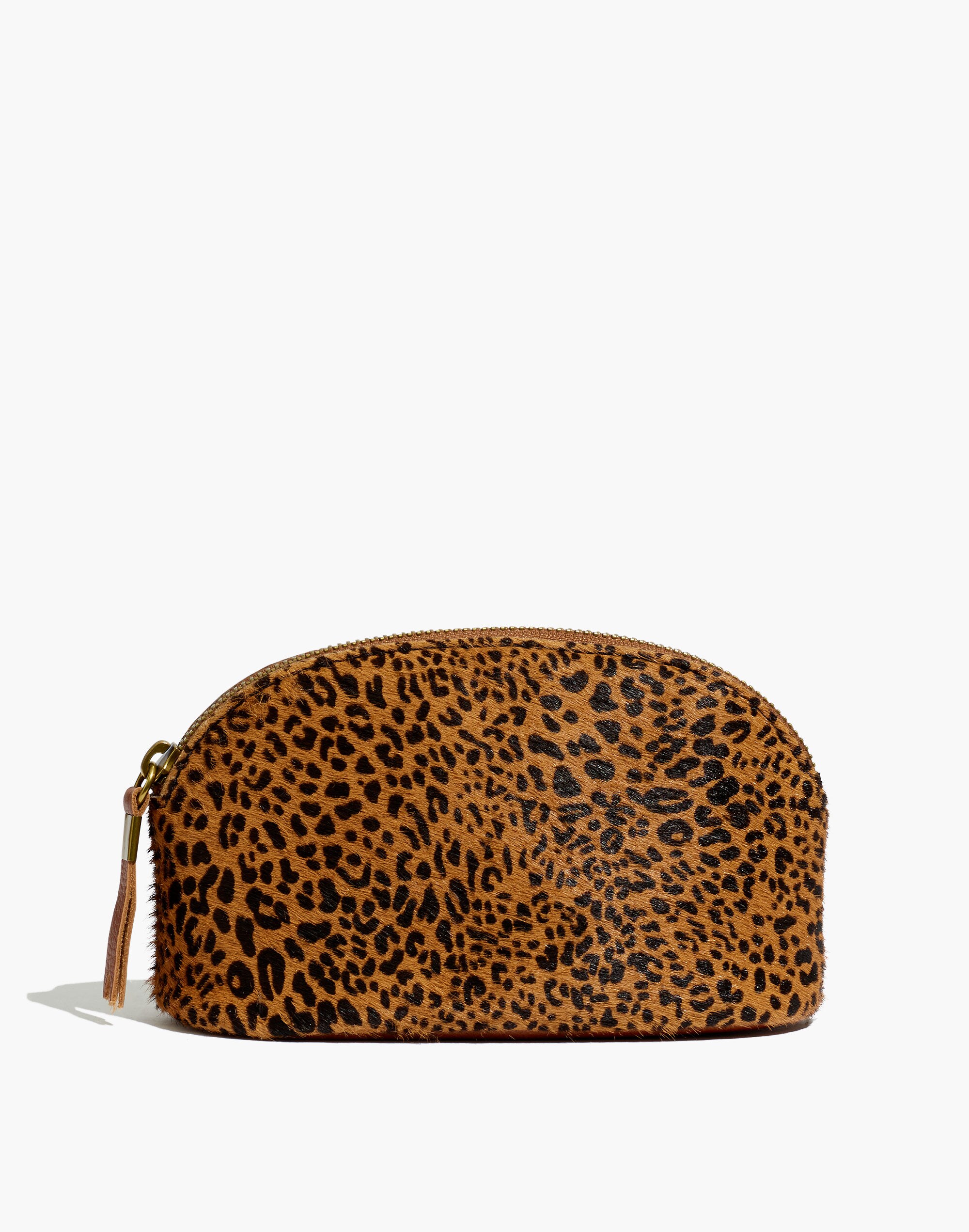 The Calf Hair Makeup Pouch in Mini Leopard
