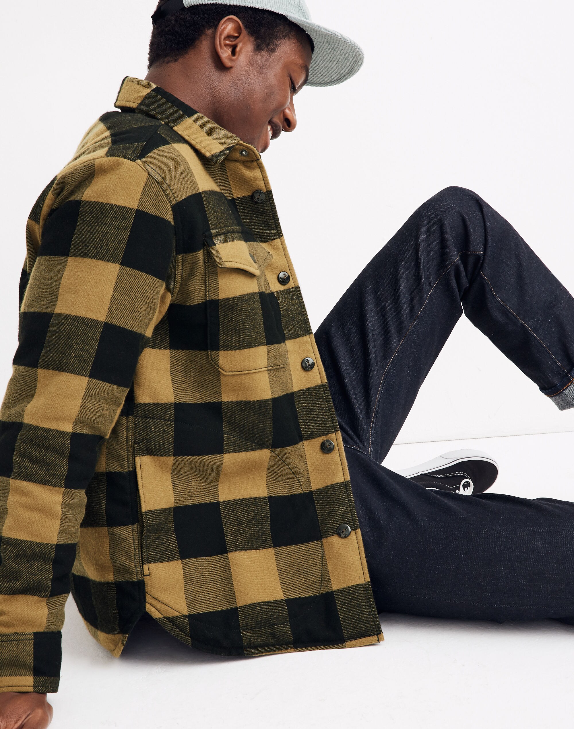 Brushed Twill Shirt-Jacket in Buffalo Plaid