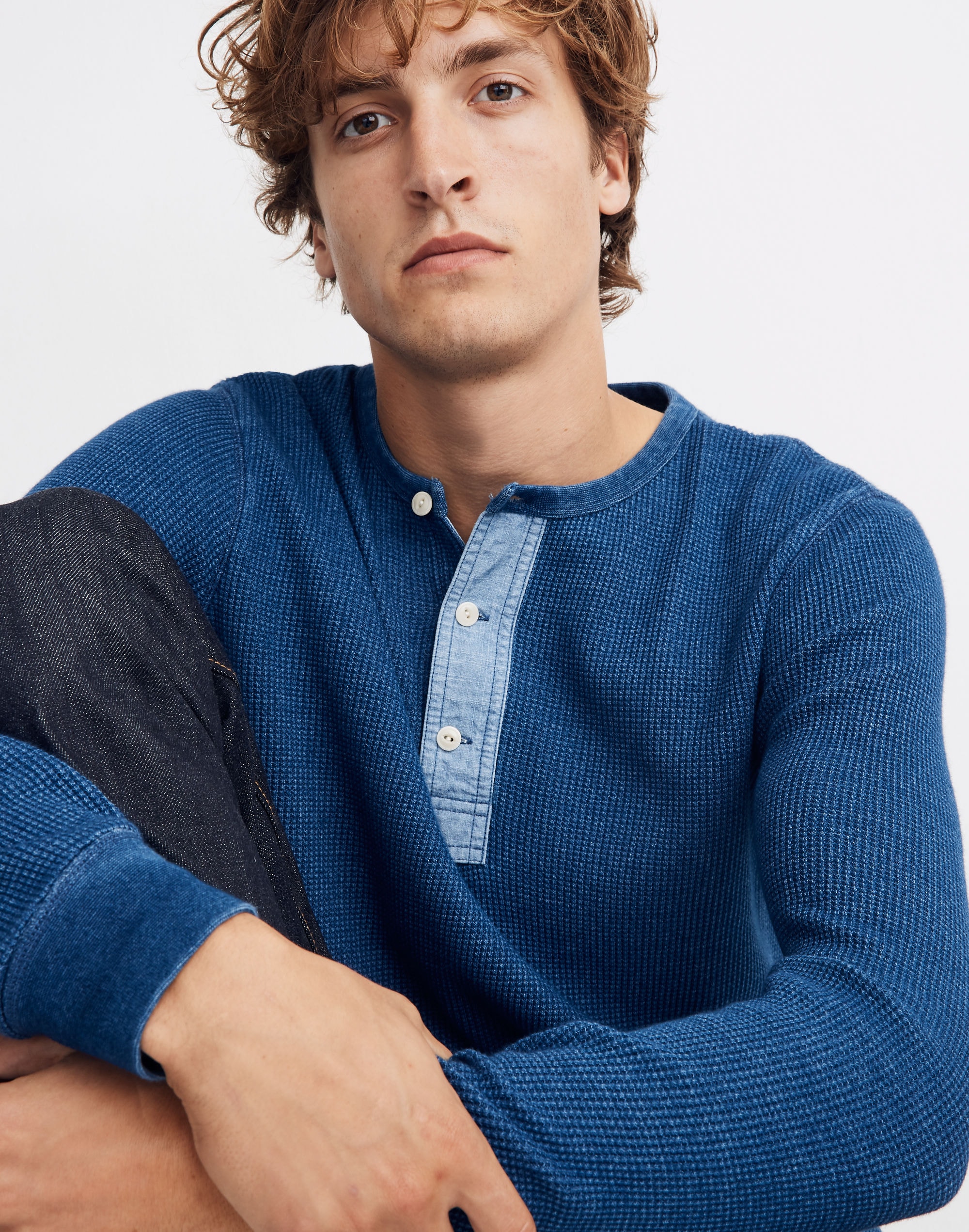Indigo Thermal Henley Tee