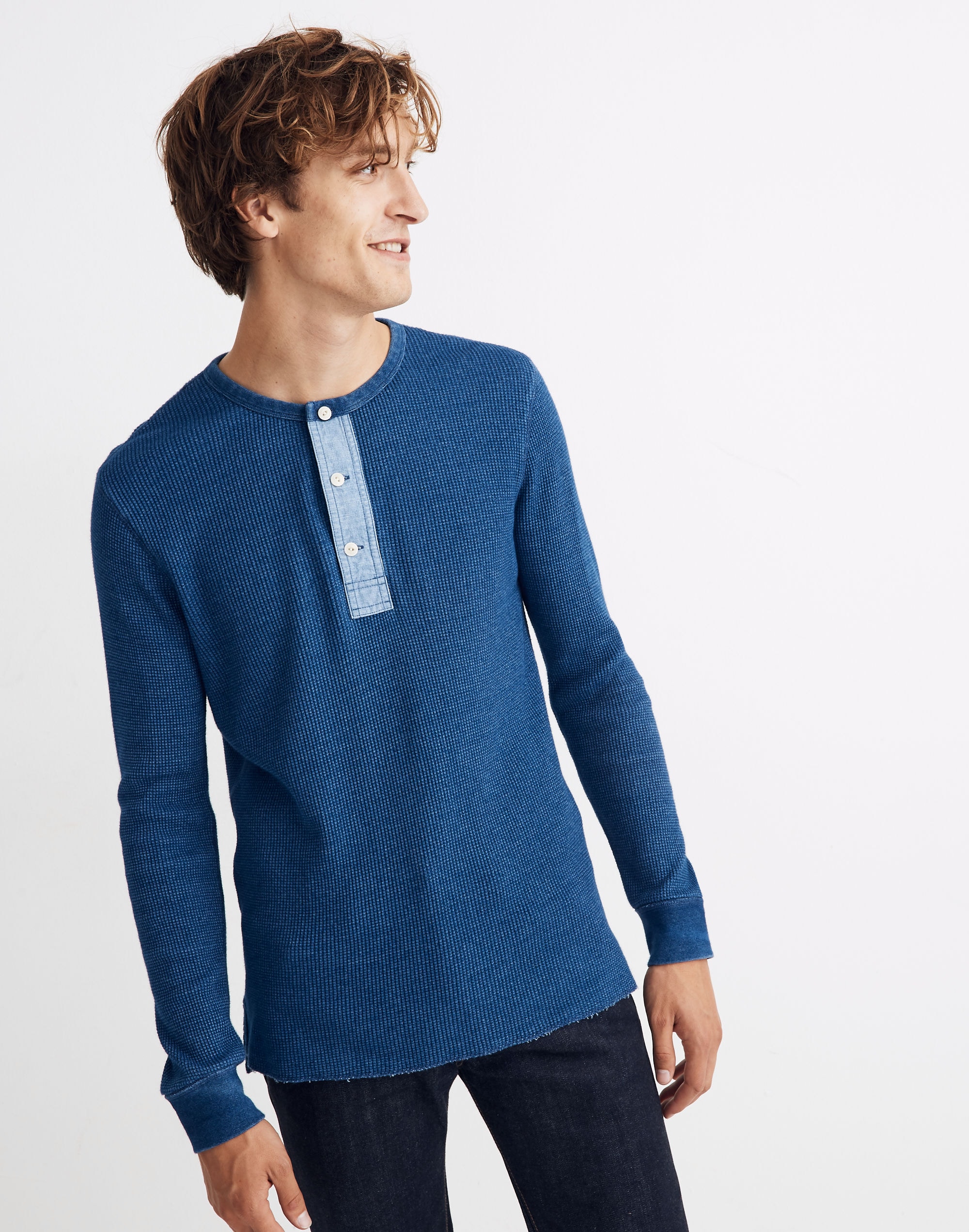 Indigo Thermal Henley Tee
