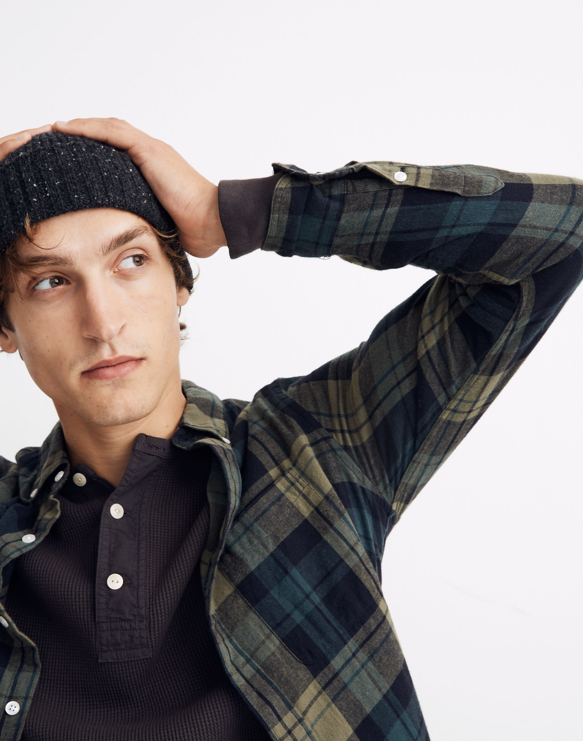 Brushed Twill Button-Down Shirt in Orsett Plaid