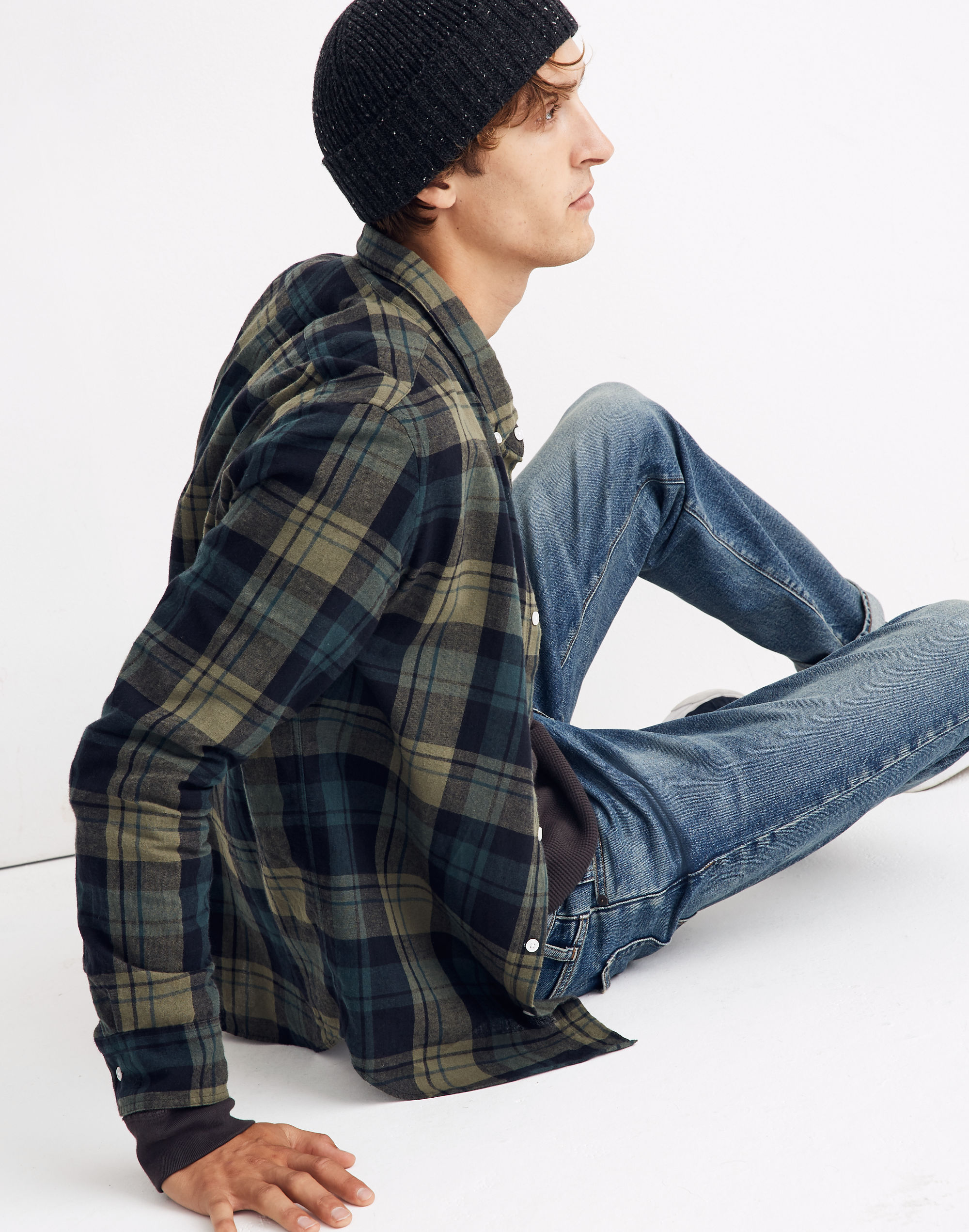 Brushed Twill Button-Down Shirt in Orsett Plaid