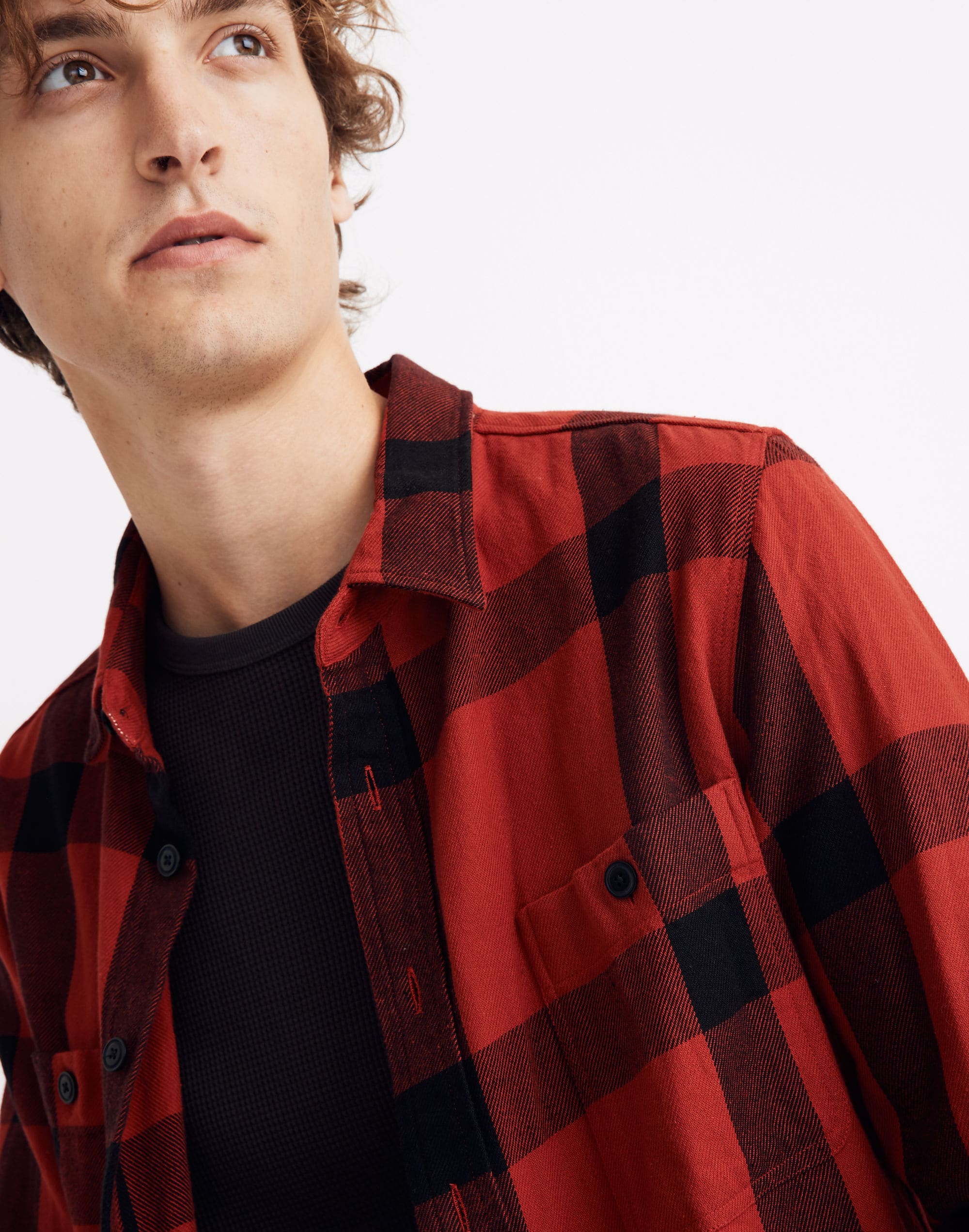 Heavyweight Twill Long-Sleeve Workshirt in Windowpane