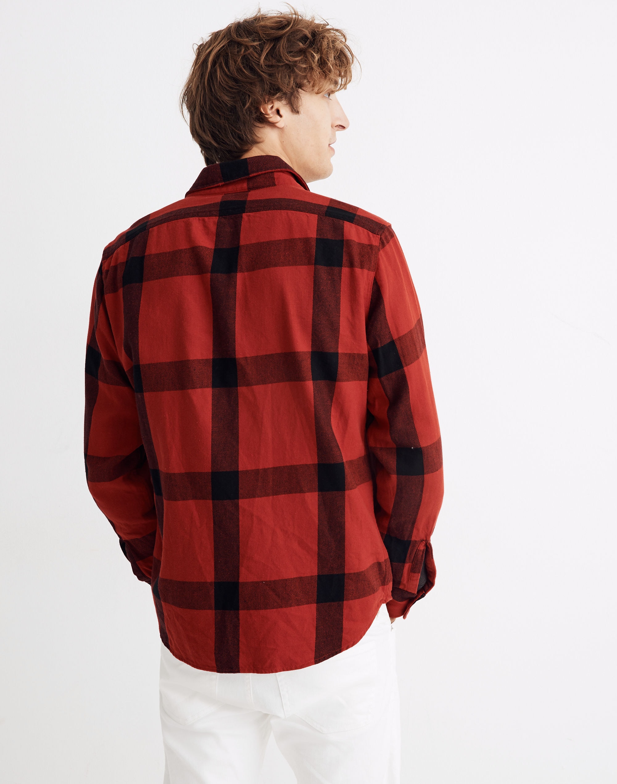 Heavyweight Twill Long-Sleeve Workshirt in Windowpane