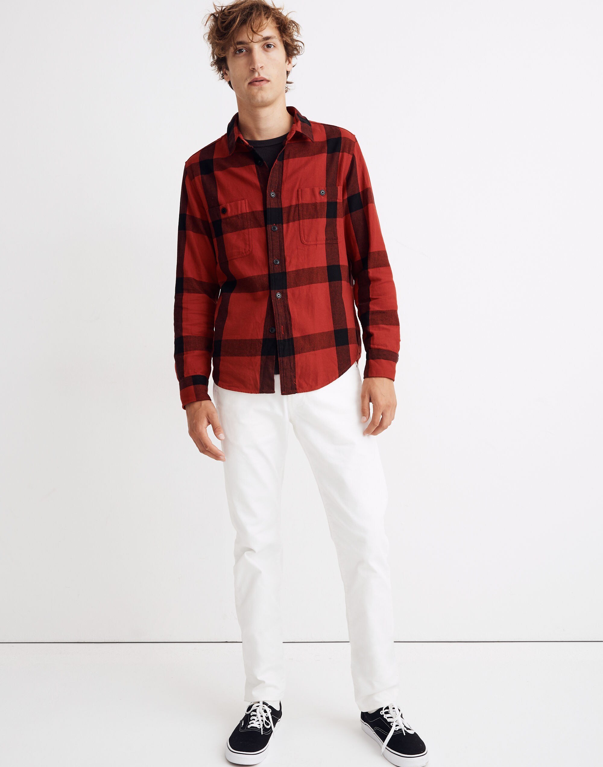 Heavyweight Twill Long-Sleeve Workshirt in Windowpane