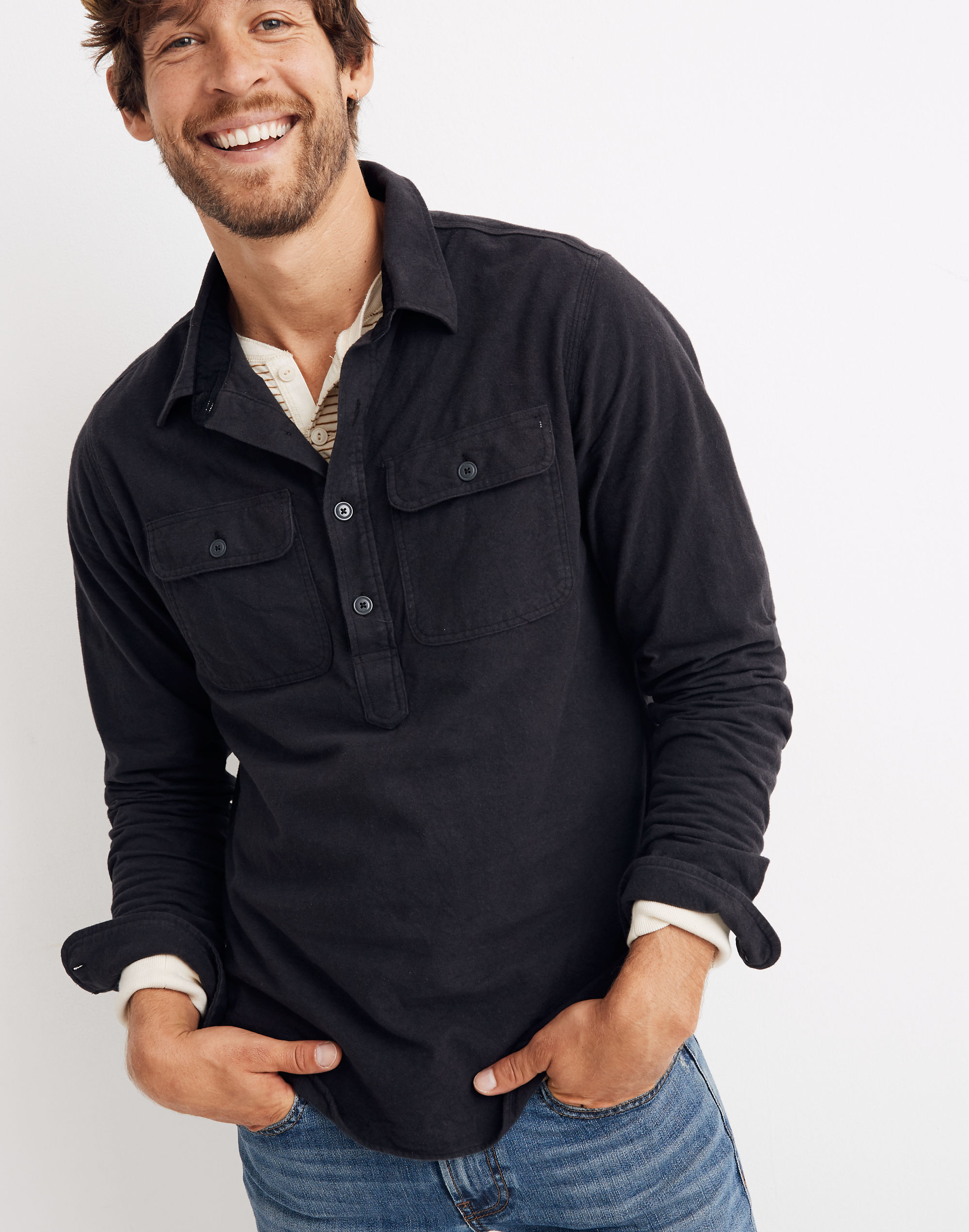 Moleskin Long-Sleeve Pullover Workshirt