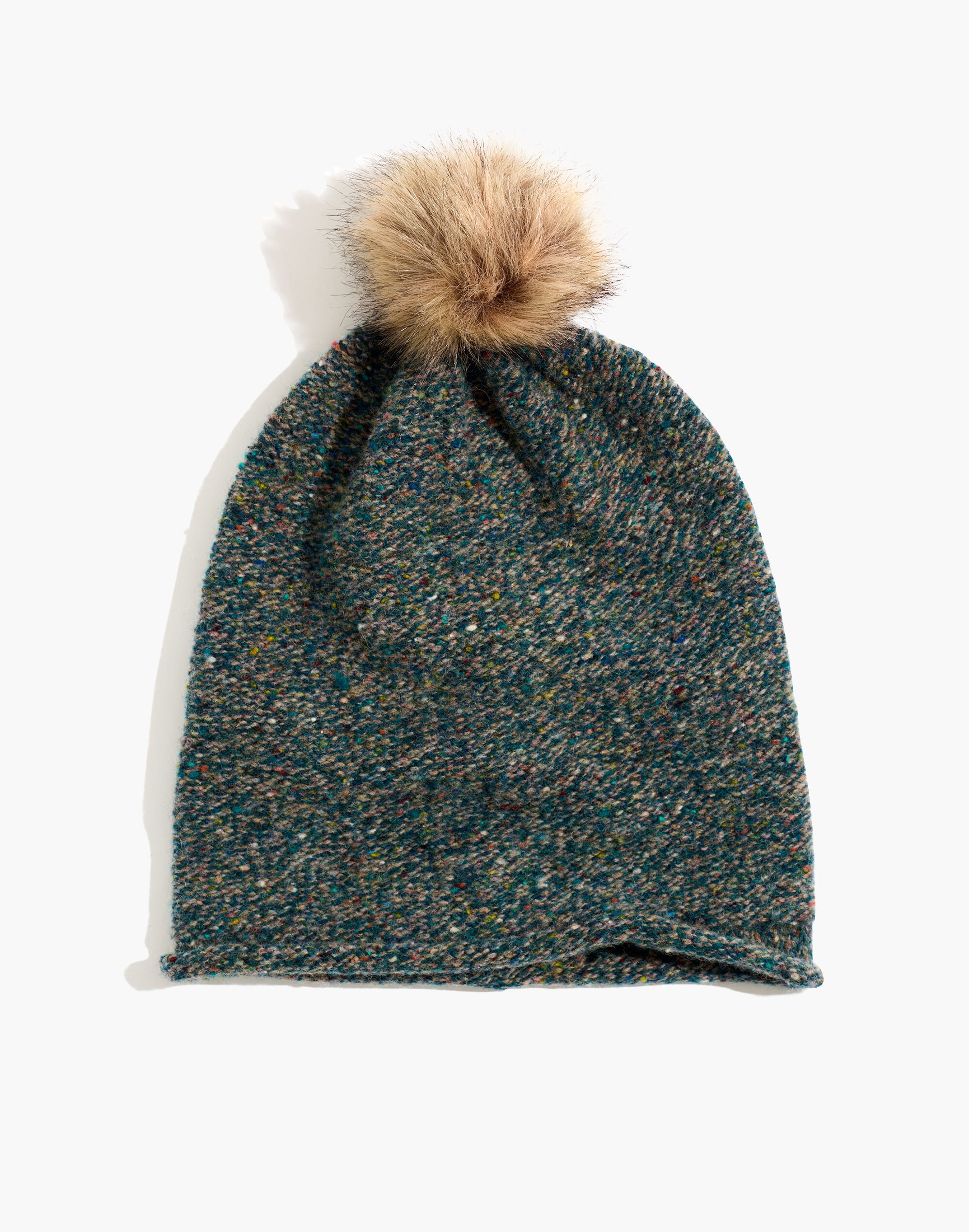 faux-fur pom-pom beanie