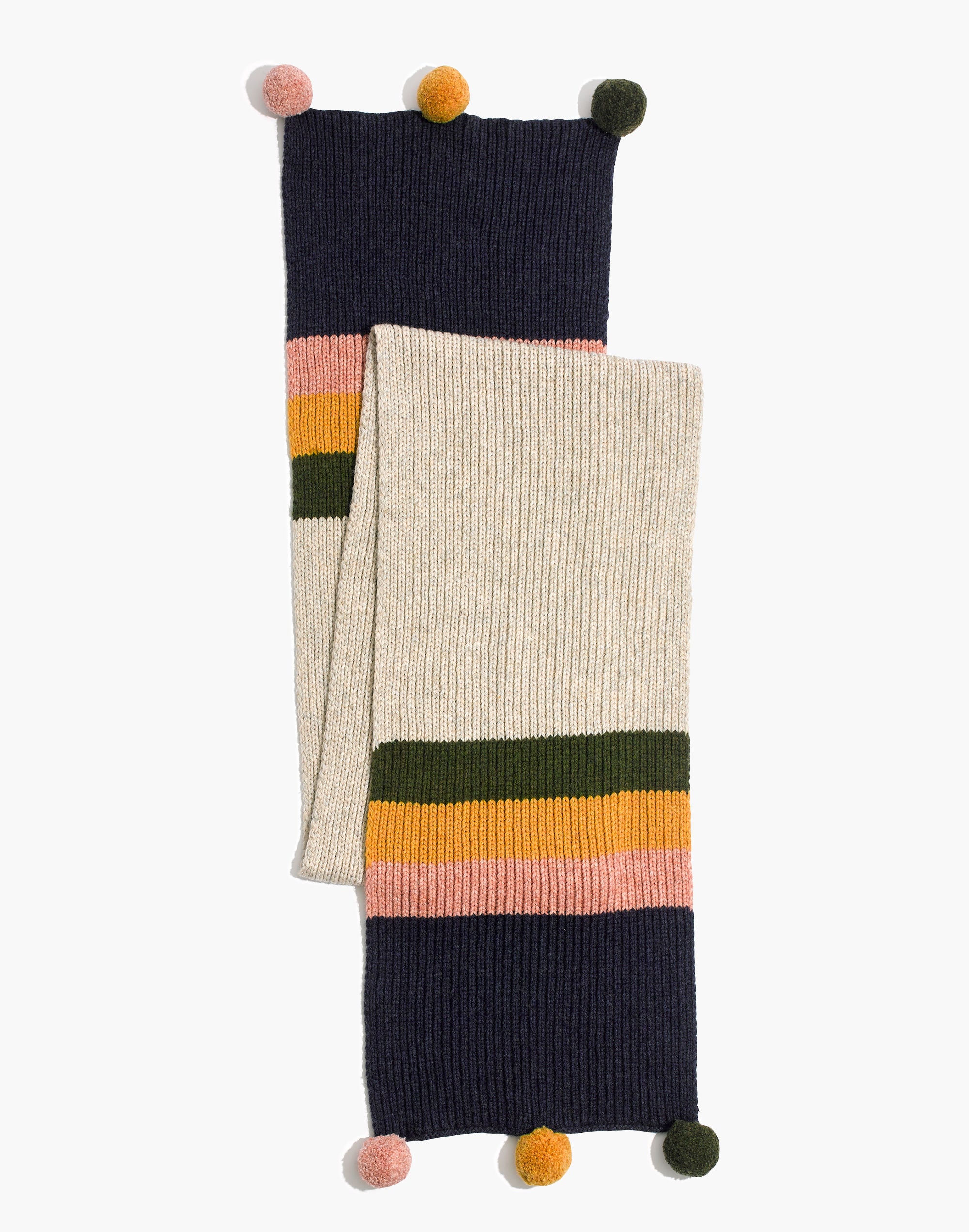 Striped Pom-Pom Scarf