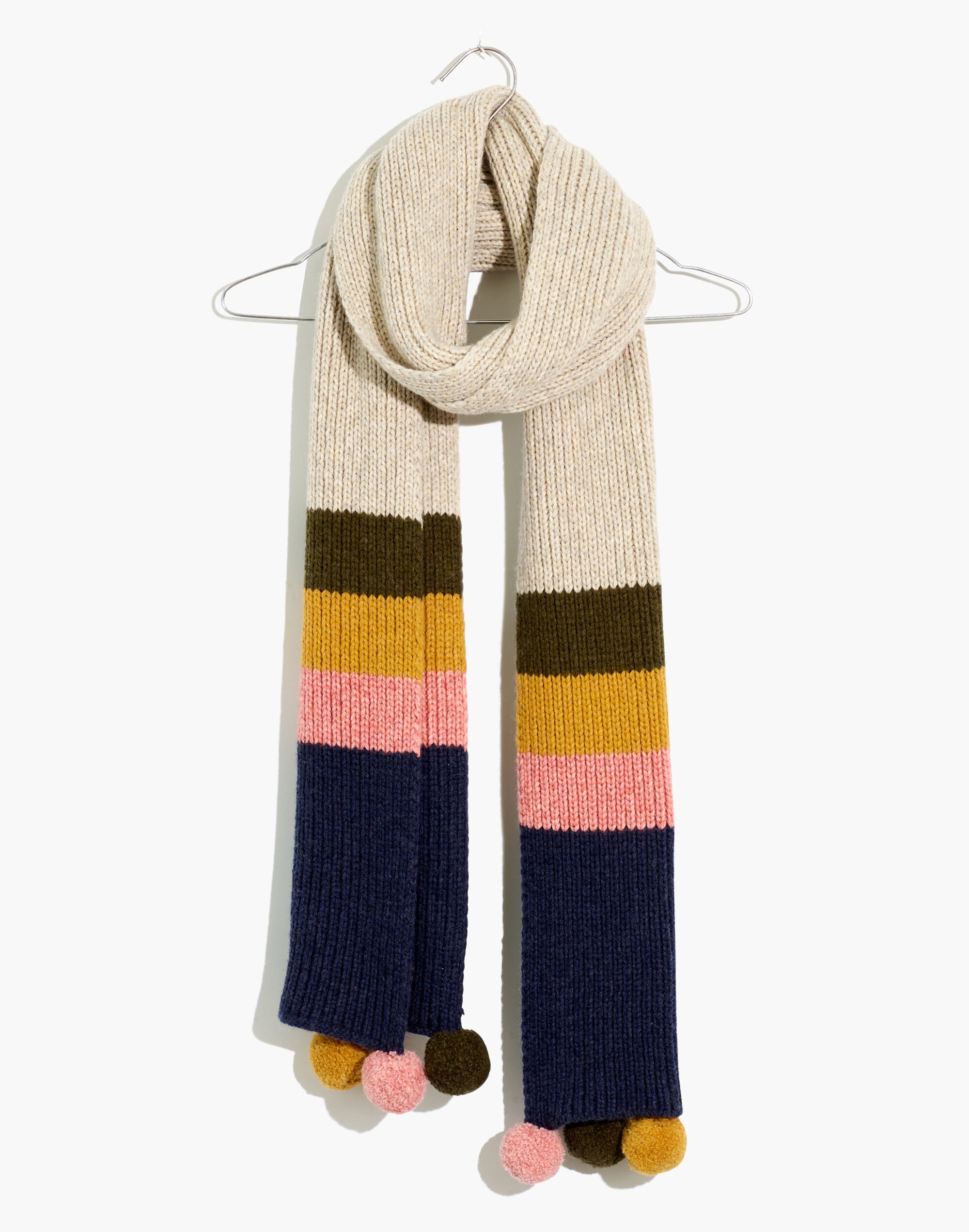 Striped Pom-Pom Scarf