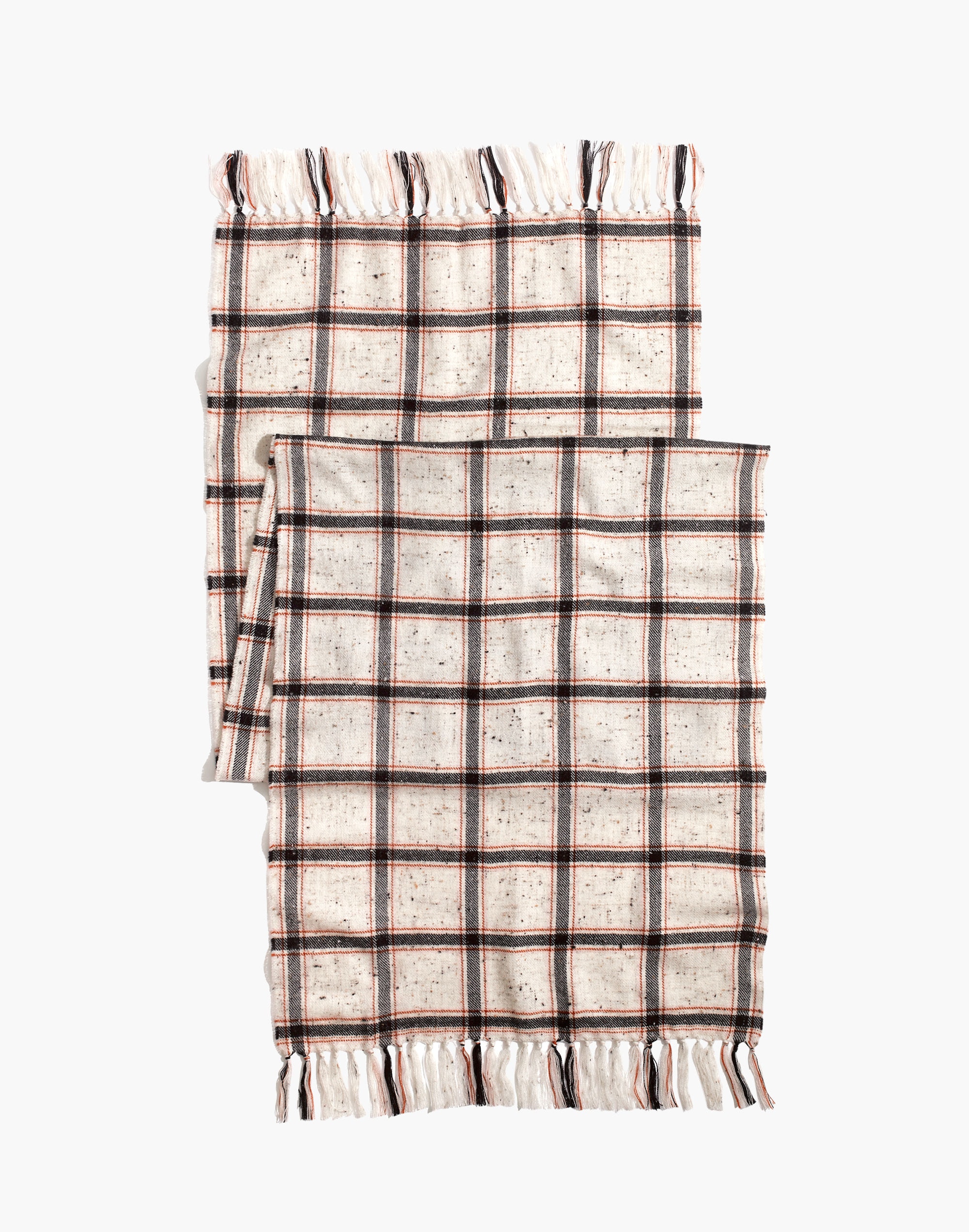 Knotted Fringe Scarf in Hanstone Plaid