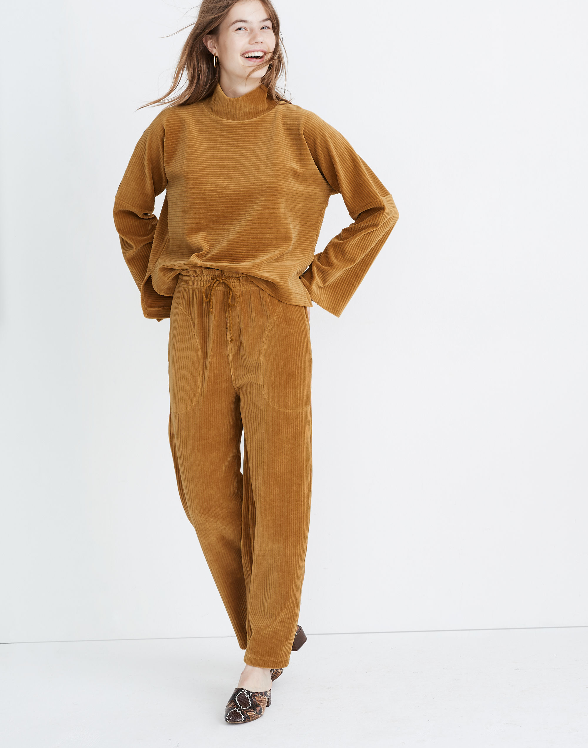 Texture &amp; Thread Velour Corduroy Mockneck Top