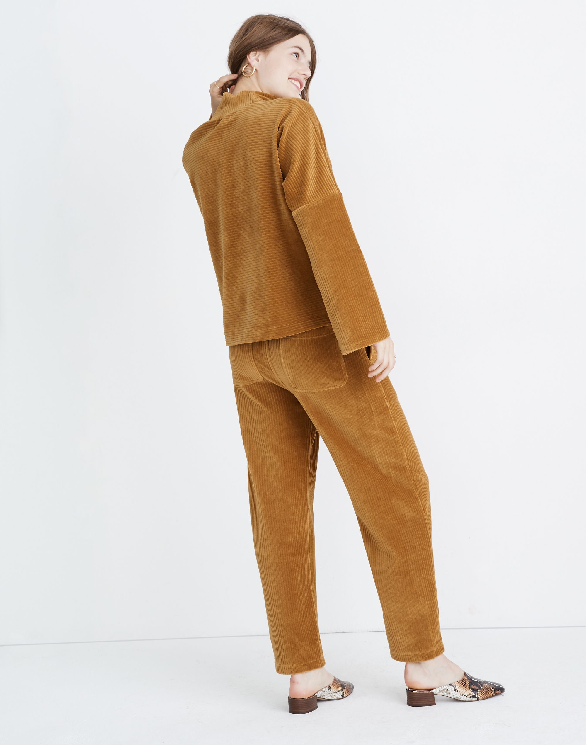 Texture &amp; Thread Velour Corduroy Mockneck Top