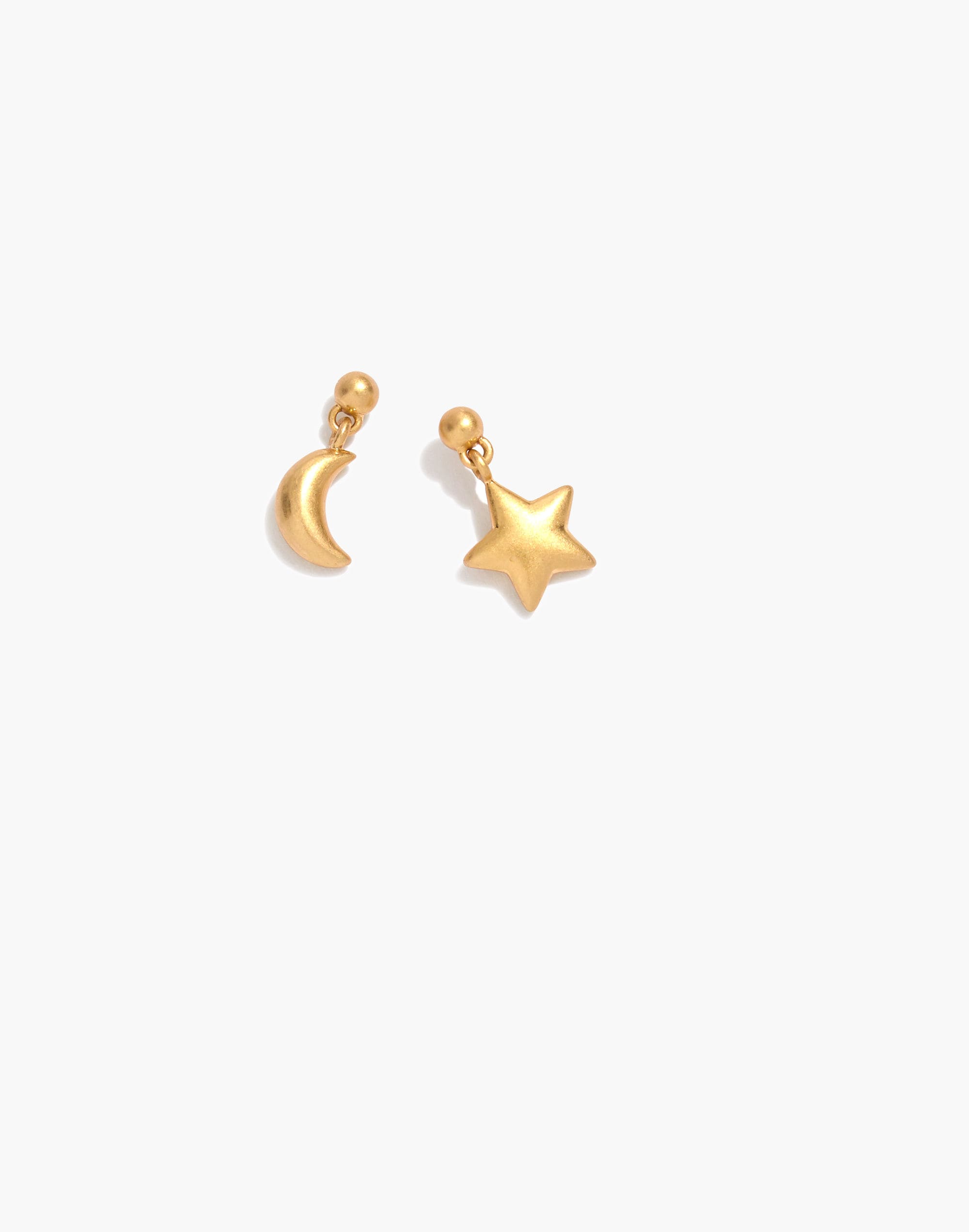 Moon and Star Puffs Drop Earrings