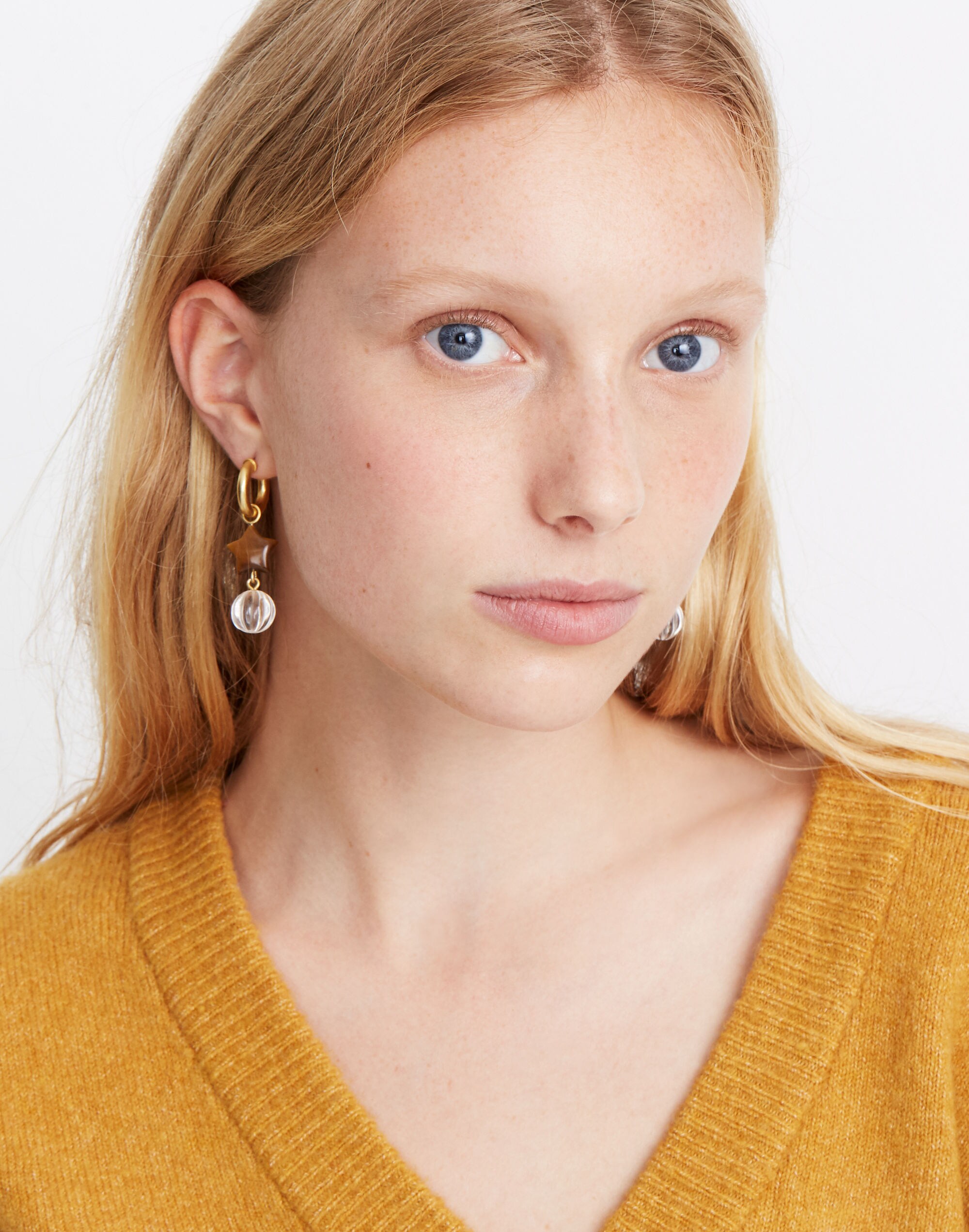 Star Stack Charm Hoop Earrings
