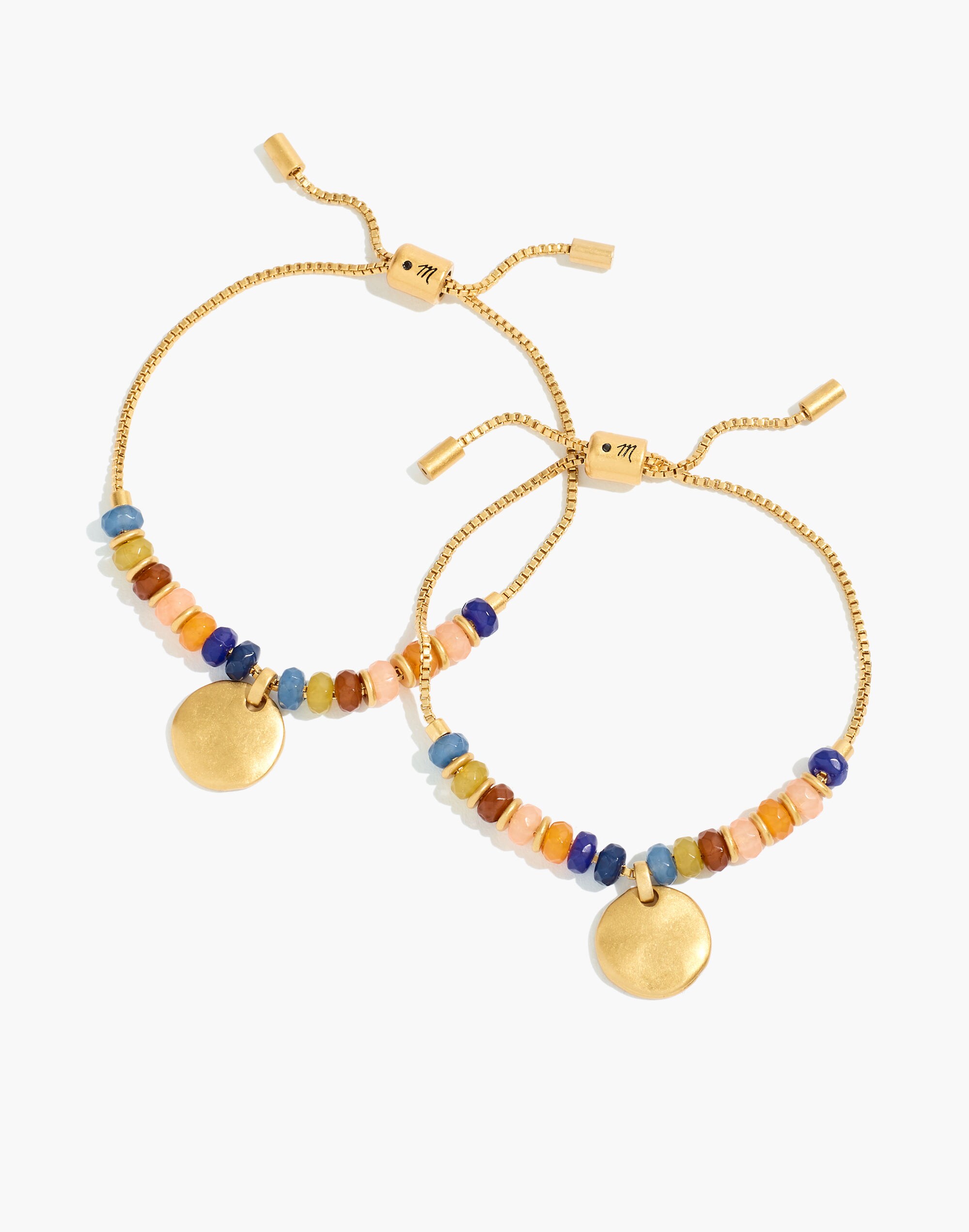 Multicolored Bead Disc Charm Friendship Bracelet Set