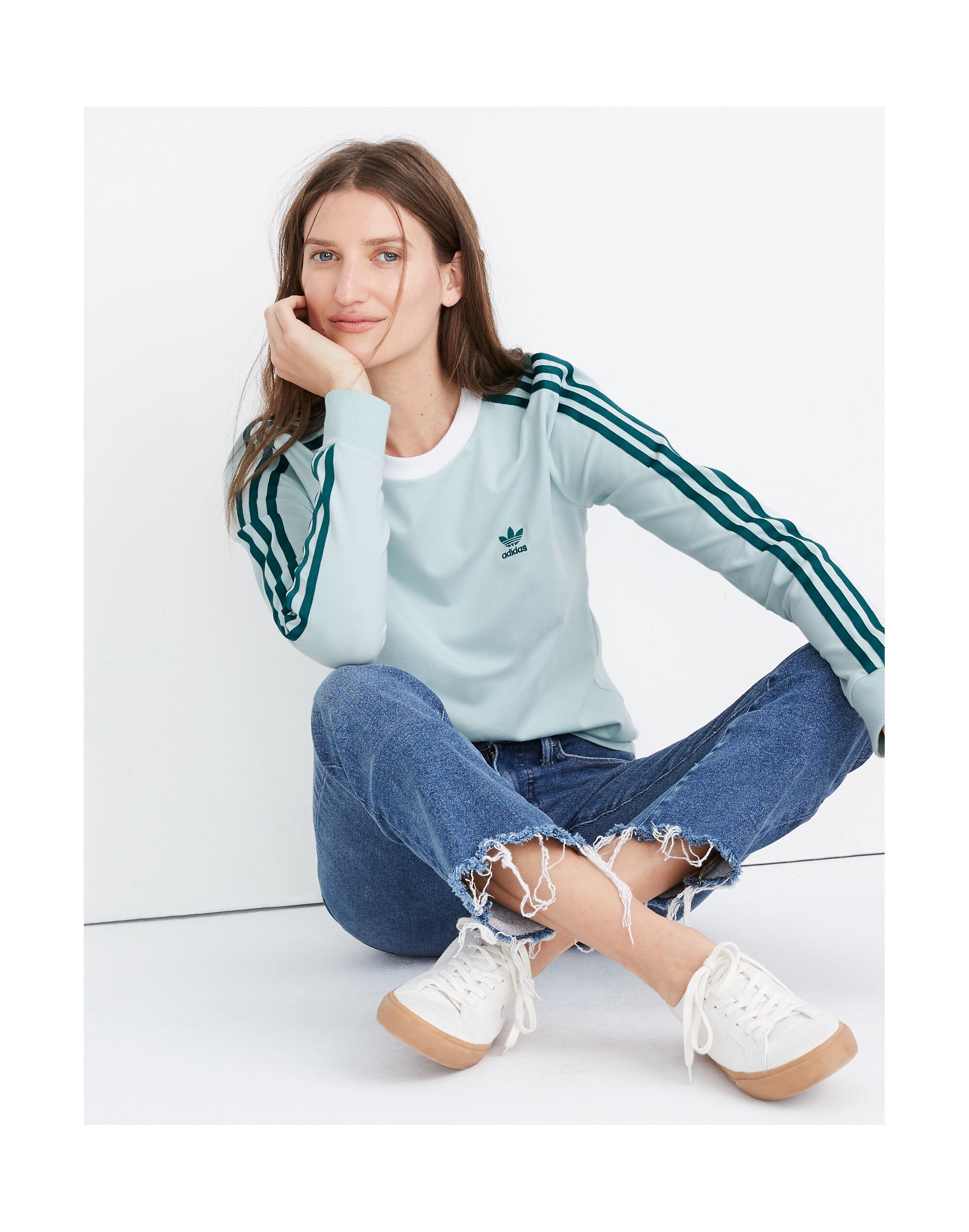 Adidas&reg; Long-Sleeve Three-Stripe Tee