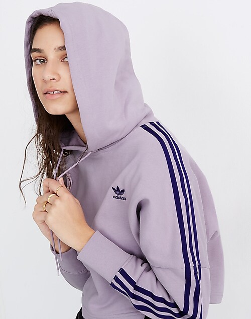 Pessimistisch tafereel Mainstream Adidas® Three-Stripe Cropped Hoodie Sweatshirt