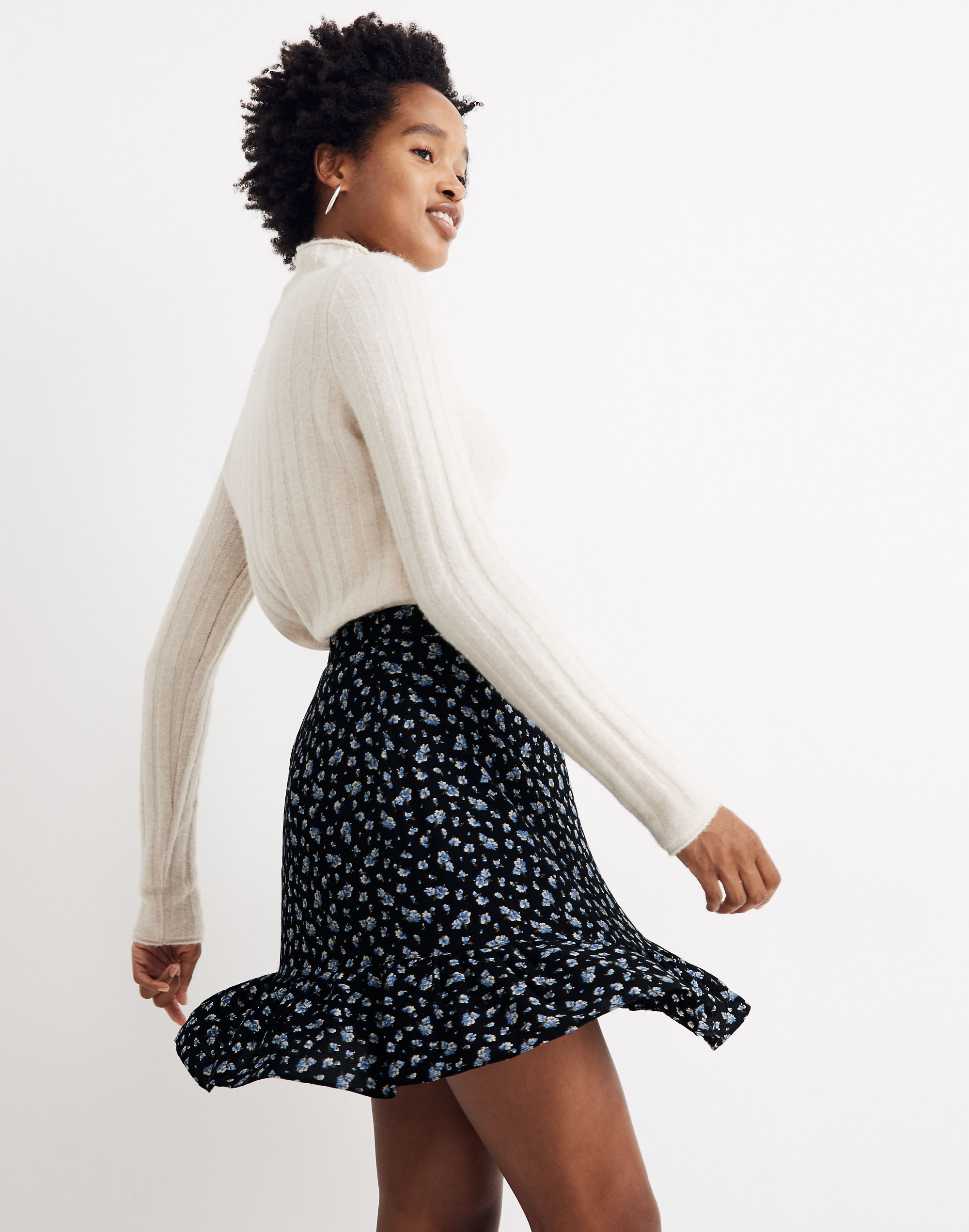 Ruffle-Wrap Mini Skirt in Baby's Breath