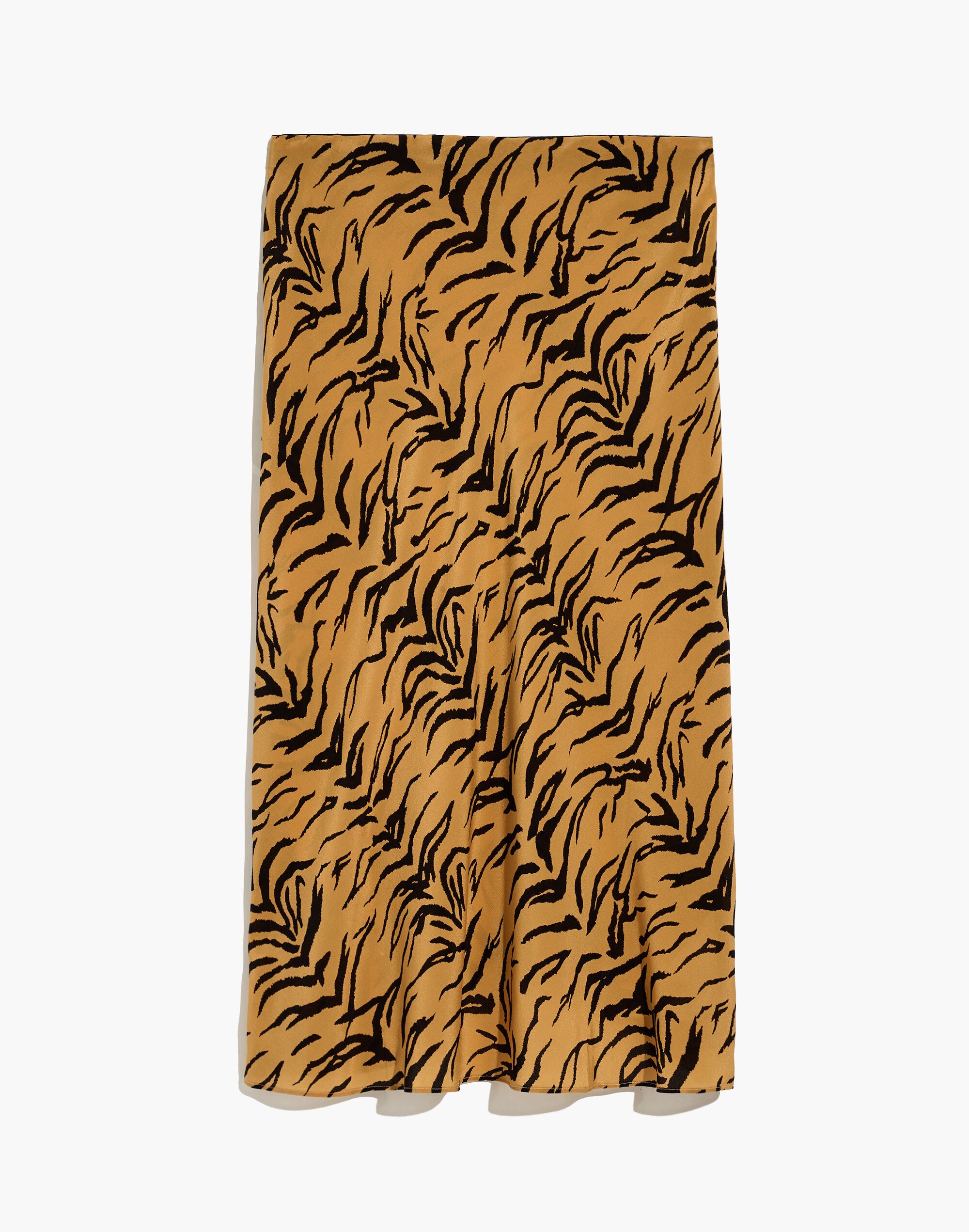 Silk Midi Slip Skirt in Tiger Stripe